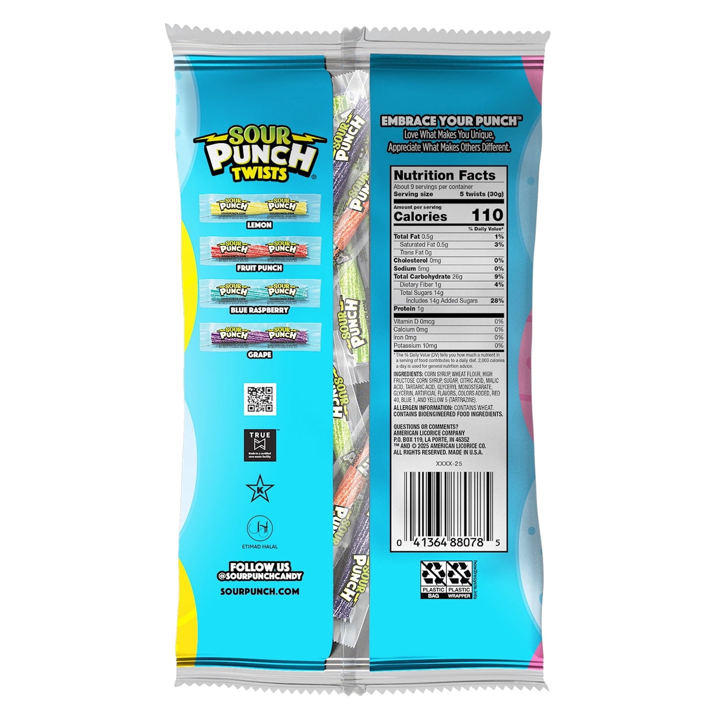 Sour Punch Twists Individually Wrapped Easter Candy, 9oz Bag
