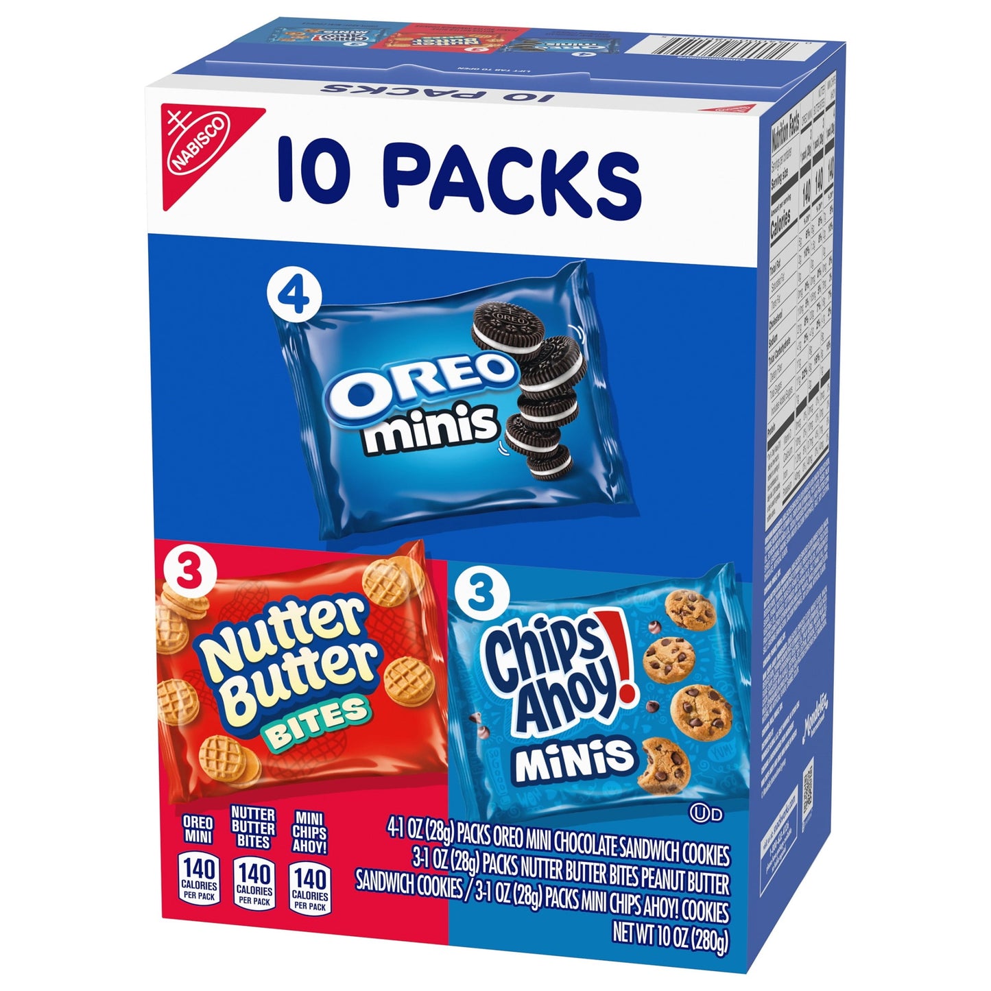 Nabisco Cookies Variety Pack, OREO Minis, Nutter Butter Bites, & CHIPS AHOY! Minis,10 Snack Packs
