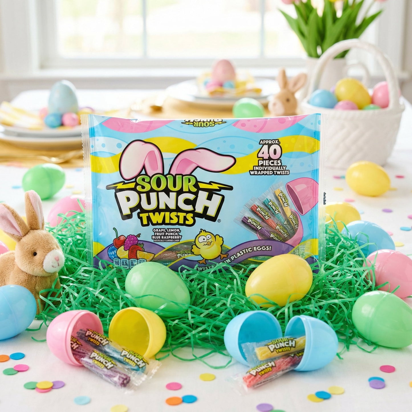 Sour Punch Twists Individually Wrapped Easter Candy, 9oz Bag