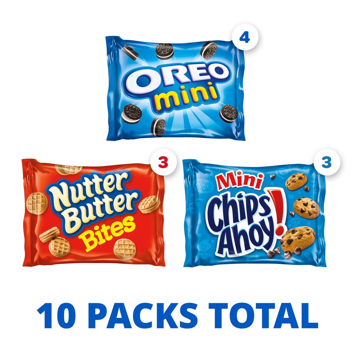Nabisco Cookies Variety Pack, OREO Minis, Nutter Butter Bites, & CHIPS AHOY! Minis,10 Snack Packs