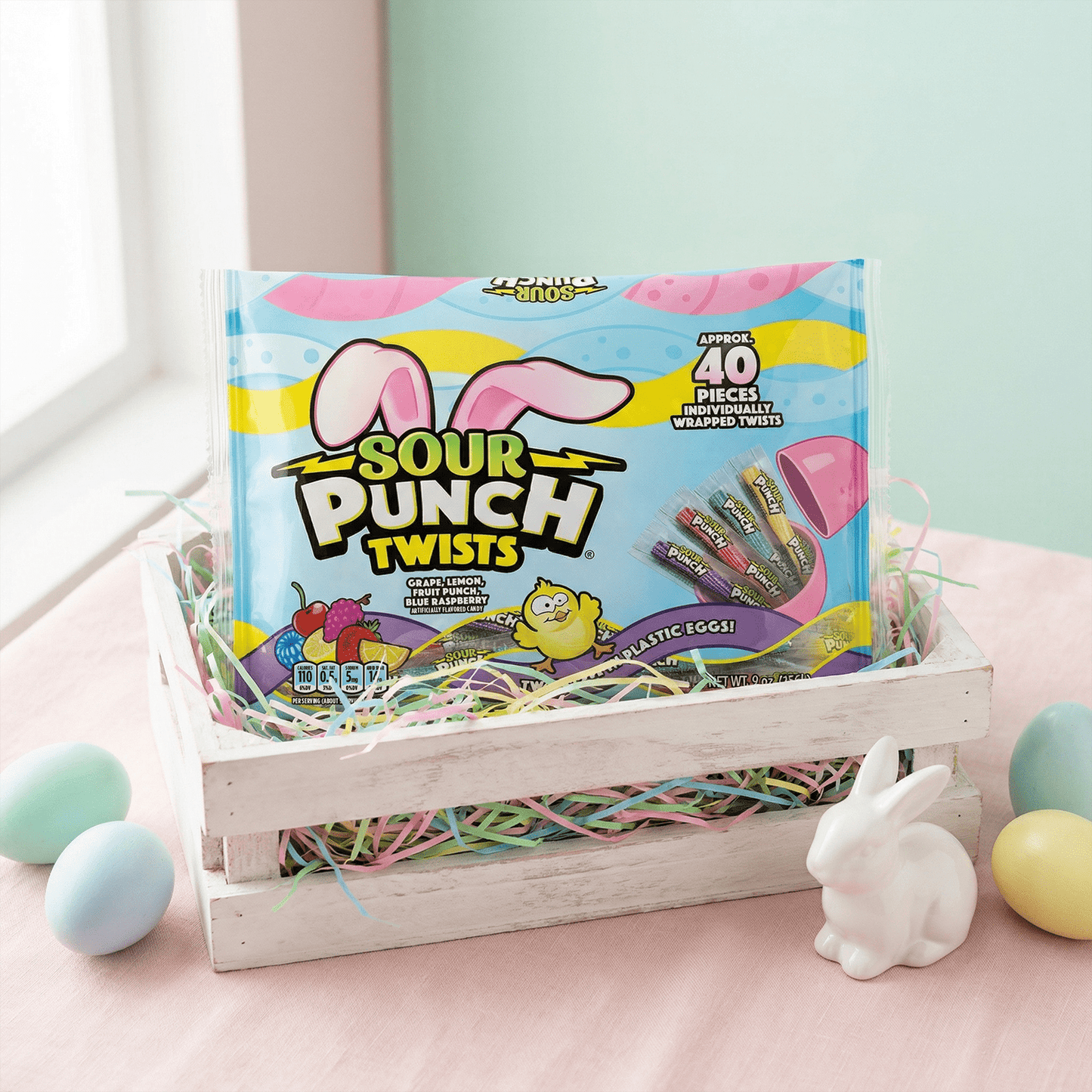 Sour Punch Twists Individually Wrapped Easter Candy, 9oz Bag