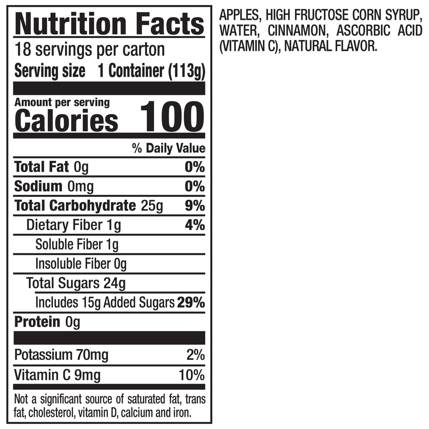 Mott's Cinnamon Applesauce, 4 Ounce Cups, 18 Count