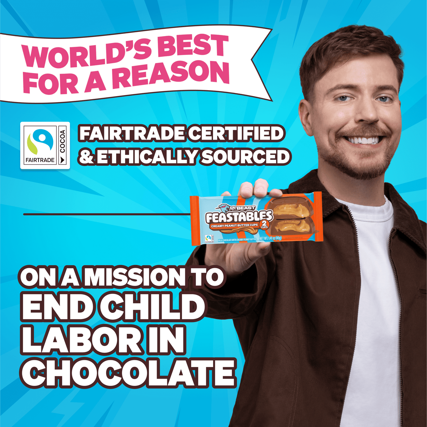 Feastables MrBeast Chocolate Peanut Butter Cups, 1.41 oz (40g), 5 Coun
