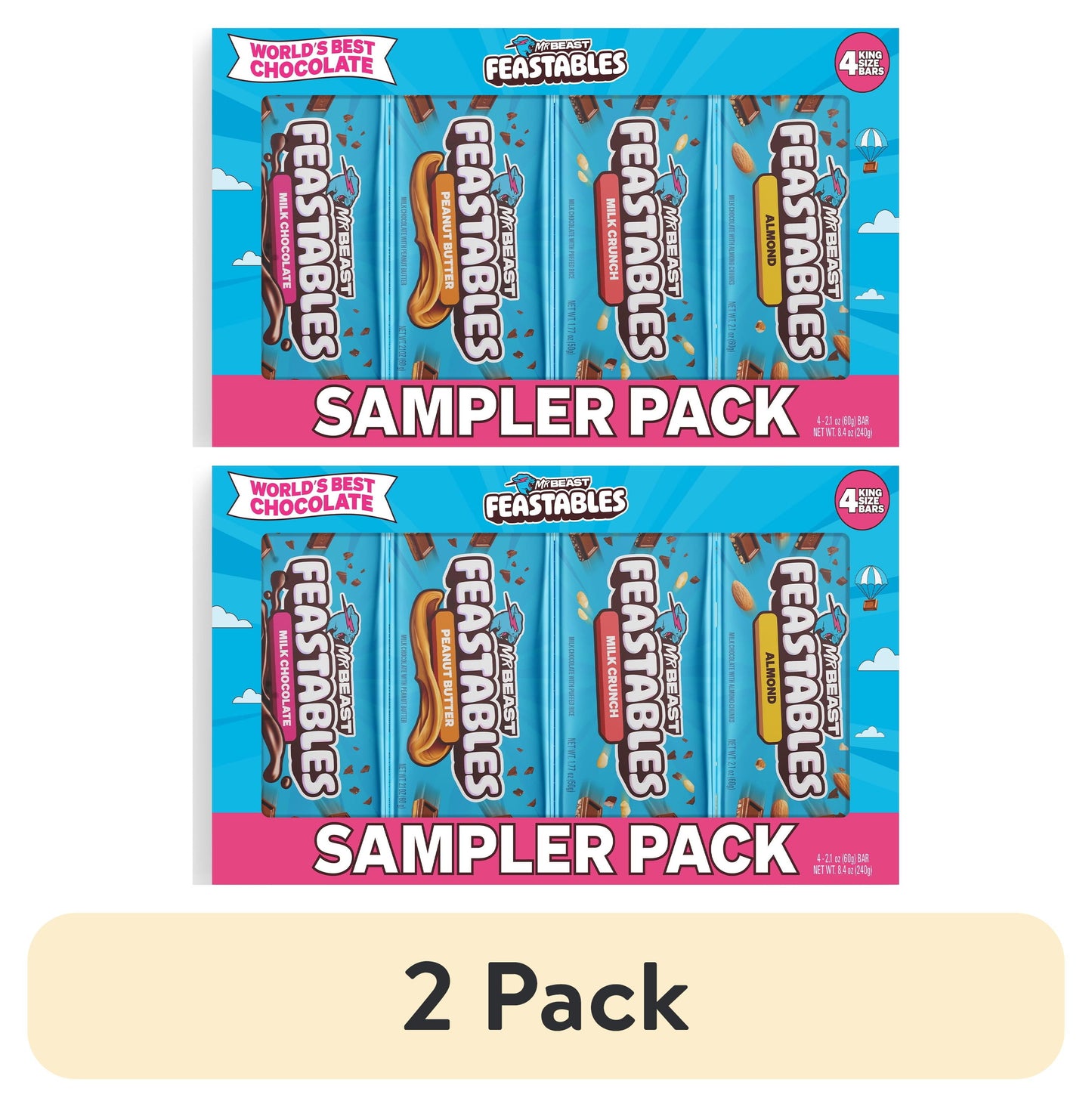 Feastables MrBeast Milk Chocolate Bar Sampler Variety Pack, 2.1 oz (60