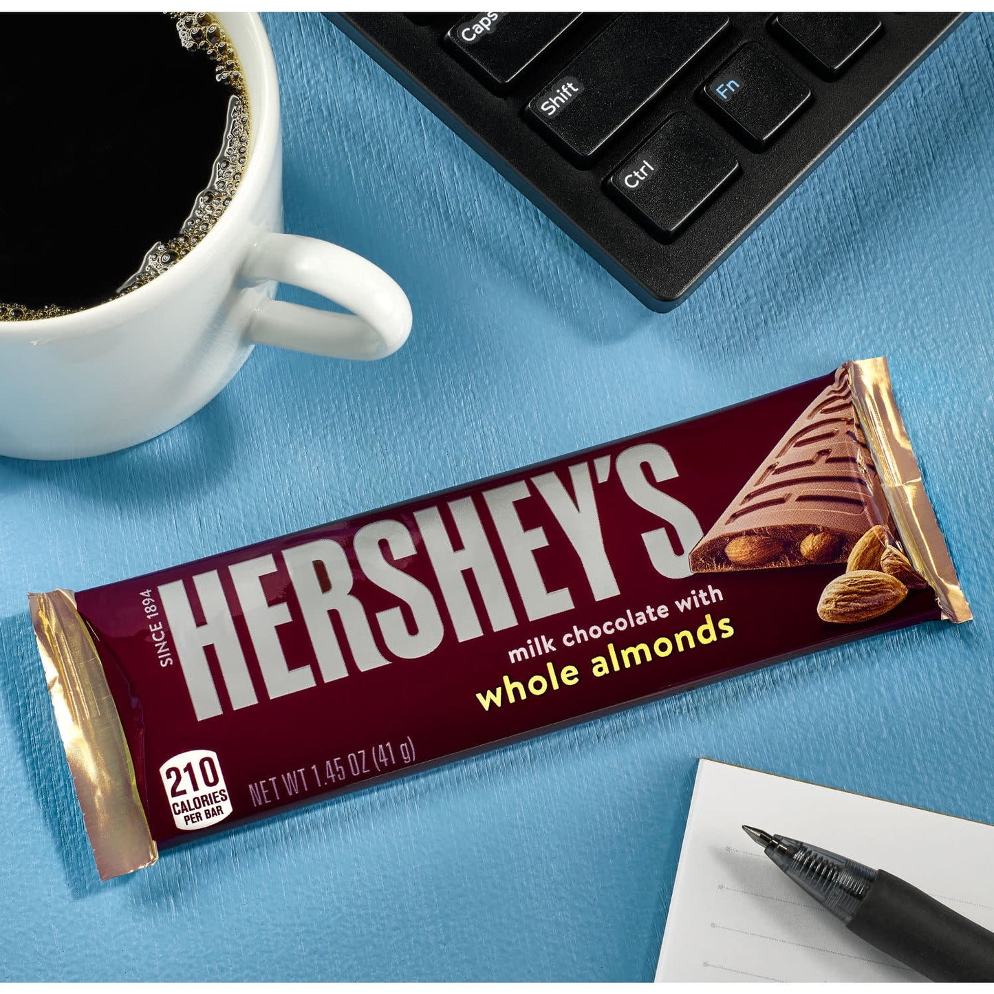 Hershey's Milk Chocolate with Whole Almonds Candy, Bars 1.45 oz, 6 Cou