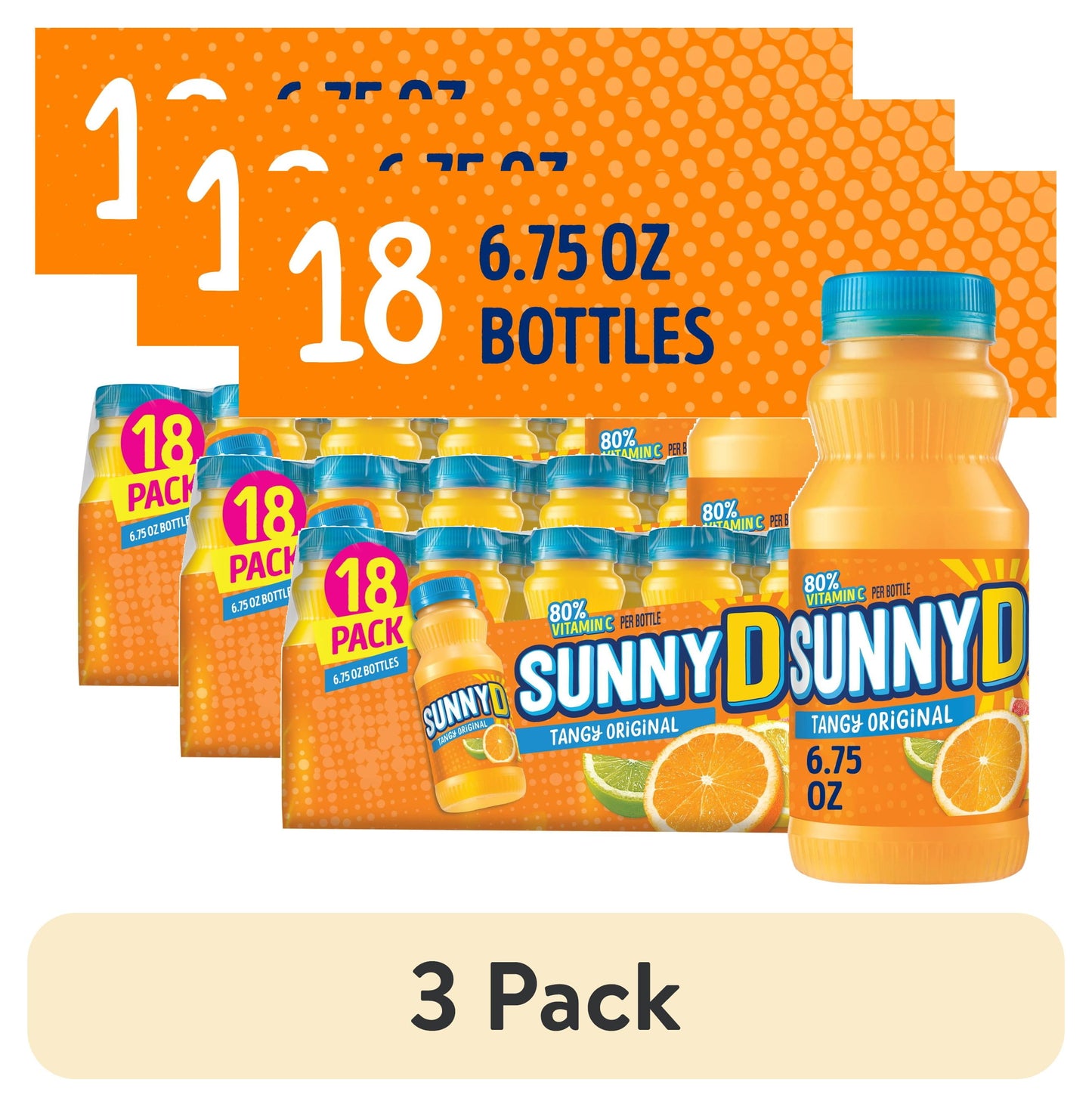 SUNNYD Tangy Original Shelf Stable Orange Juice Drink, 18 Count, 6.75
