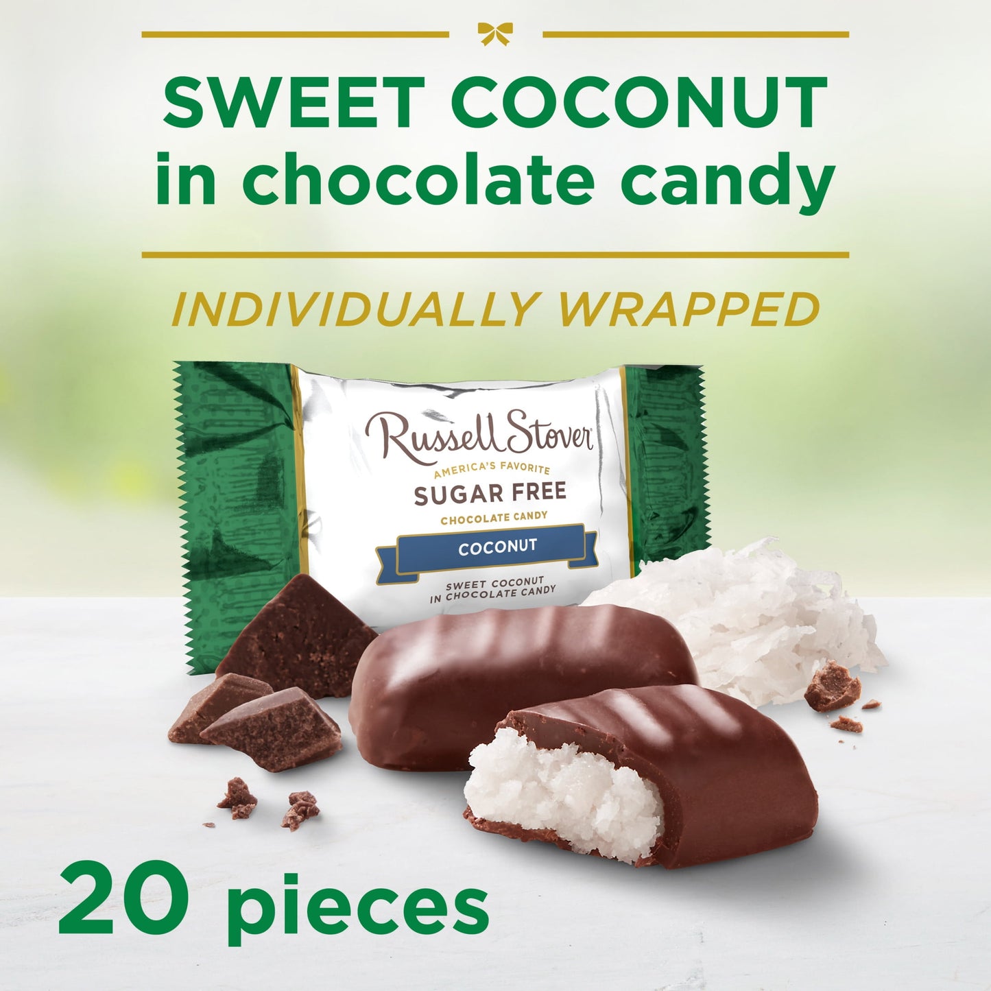 RUSSELL STOVER Sugar Free Coconut in Chocolate Candy, 10 oz. bag
