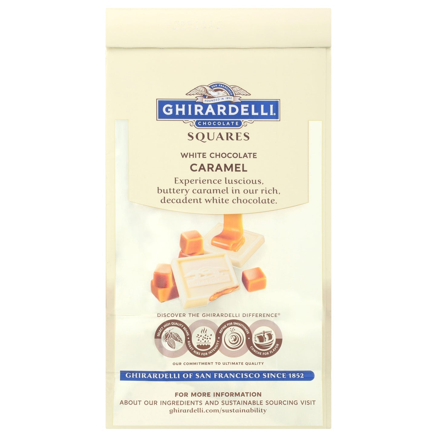 GHIRARDELLI White Chocolate Candy SQUARES with Caramel Filling, 5 oz B