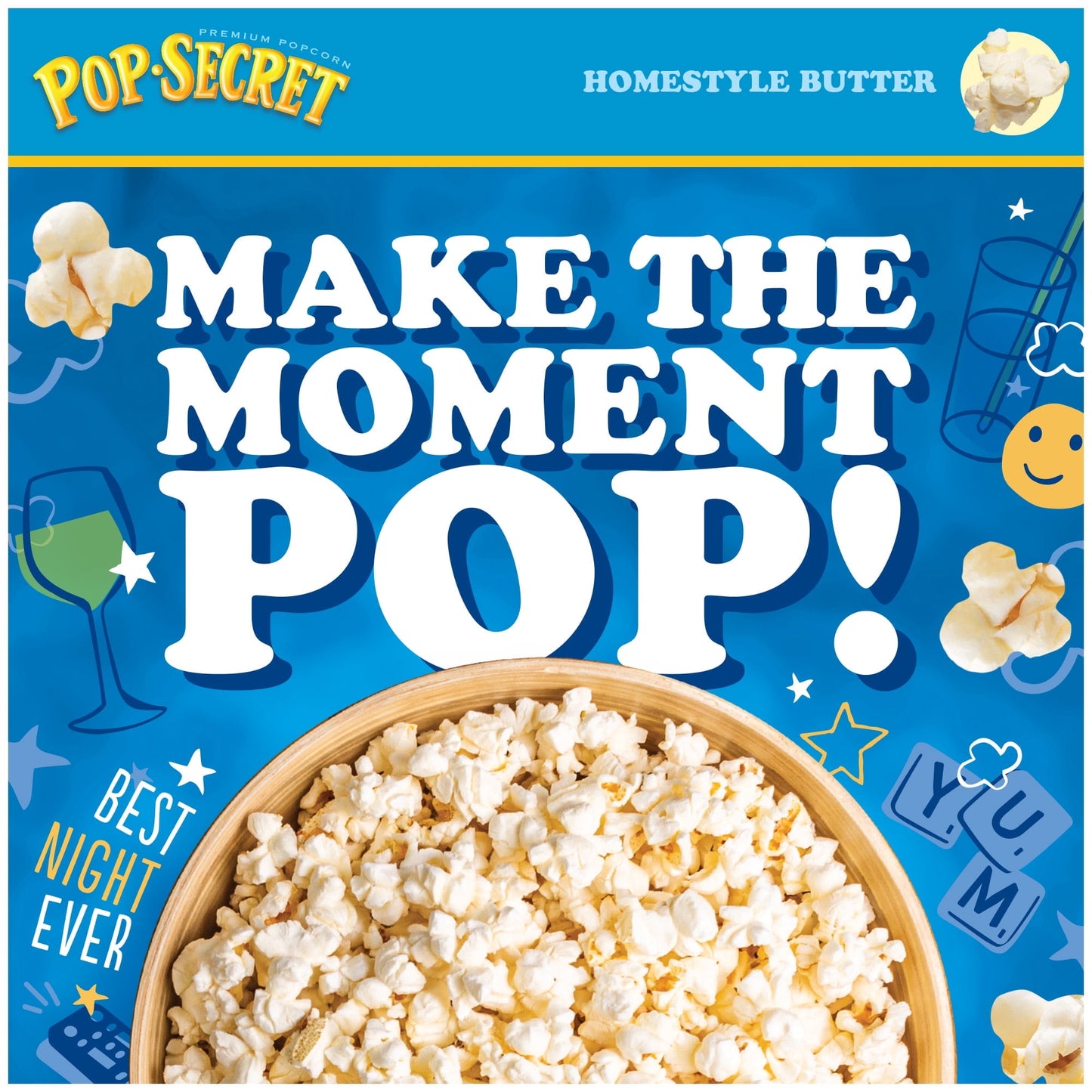 Pop Secret Microwave Popcorn, Homestyle Butter Flavor, 3.2 oz Sharing