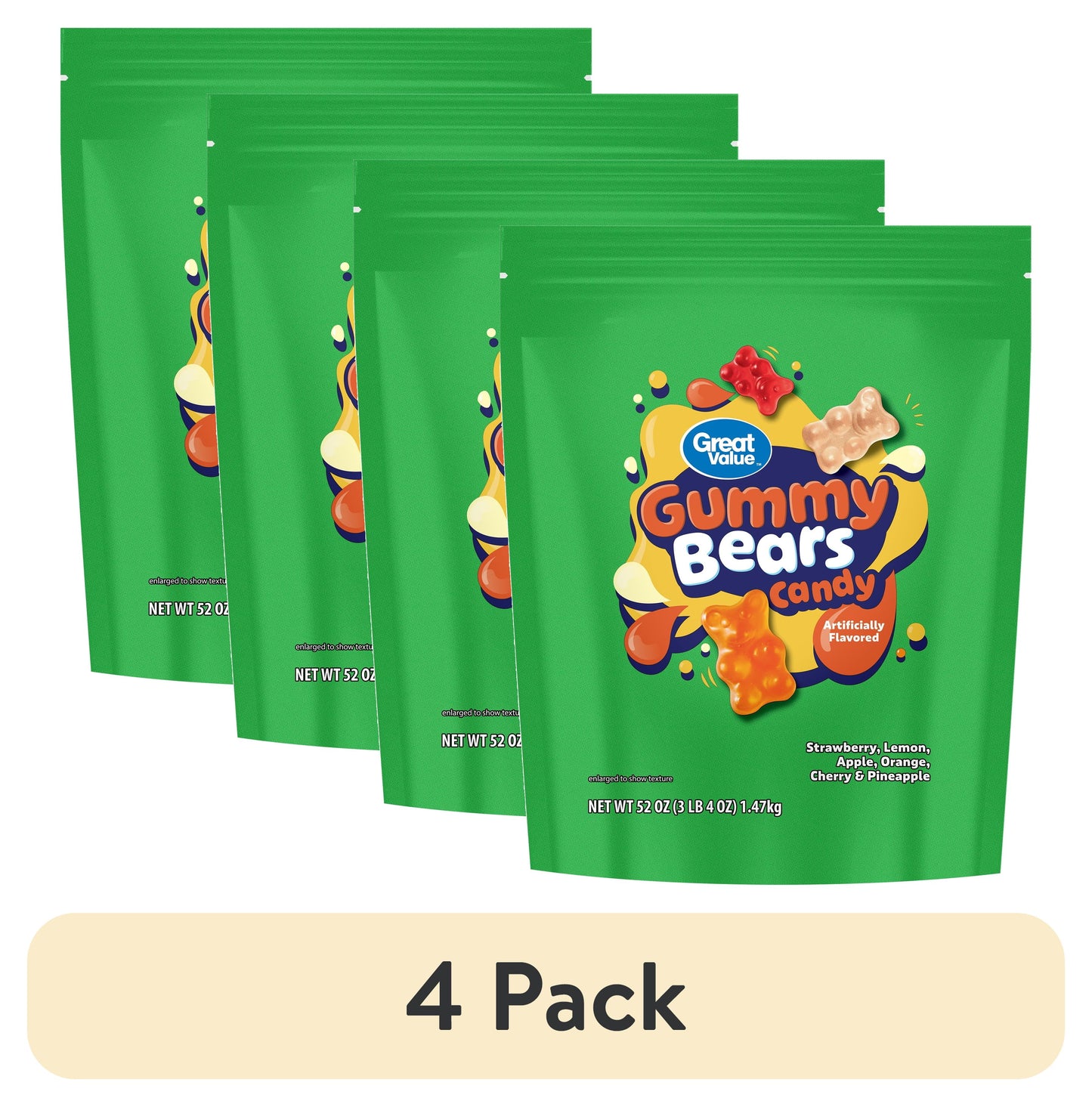 Great Value Gummy Bears Candy, 52 oz Bag