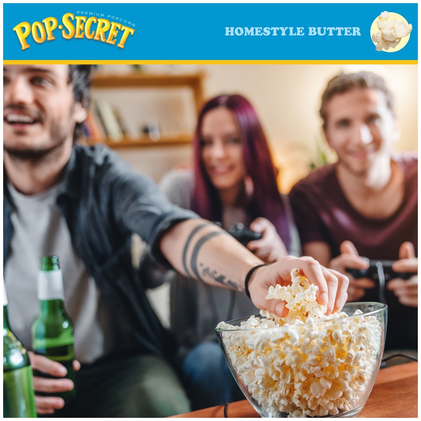 Pop Secret Microwave Popcorn, Homestyle Butter Flavor, 3.2 oz Sharing