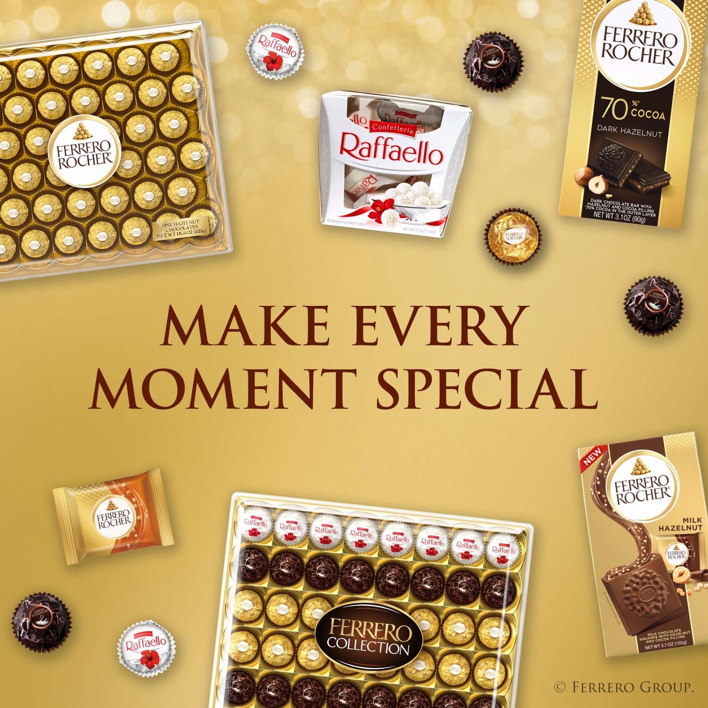 Ferrero Rocher Gourmet Hazelnut Milk Chocolate Gift Box, 12ct 5.3 oz