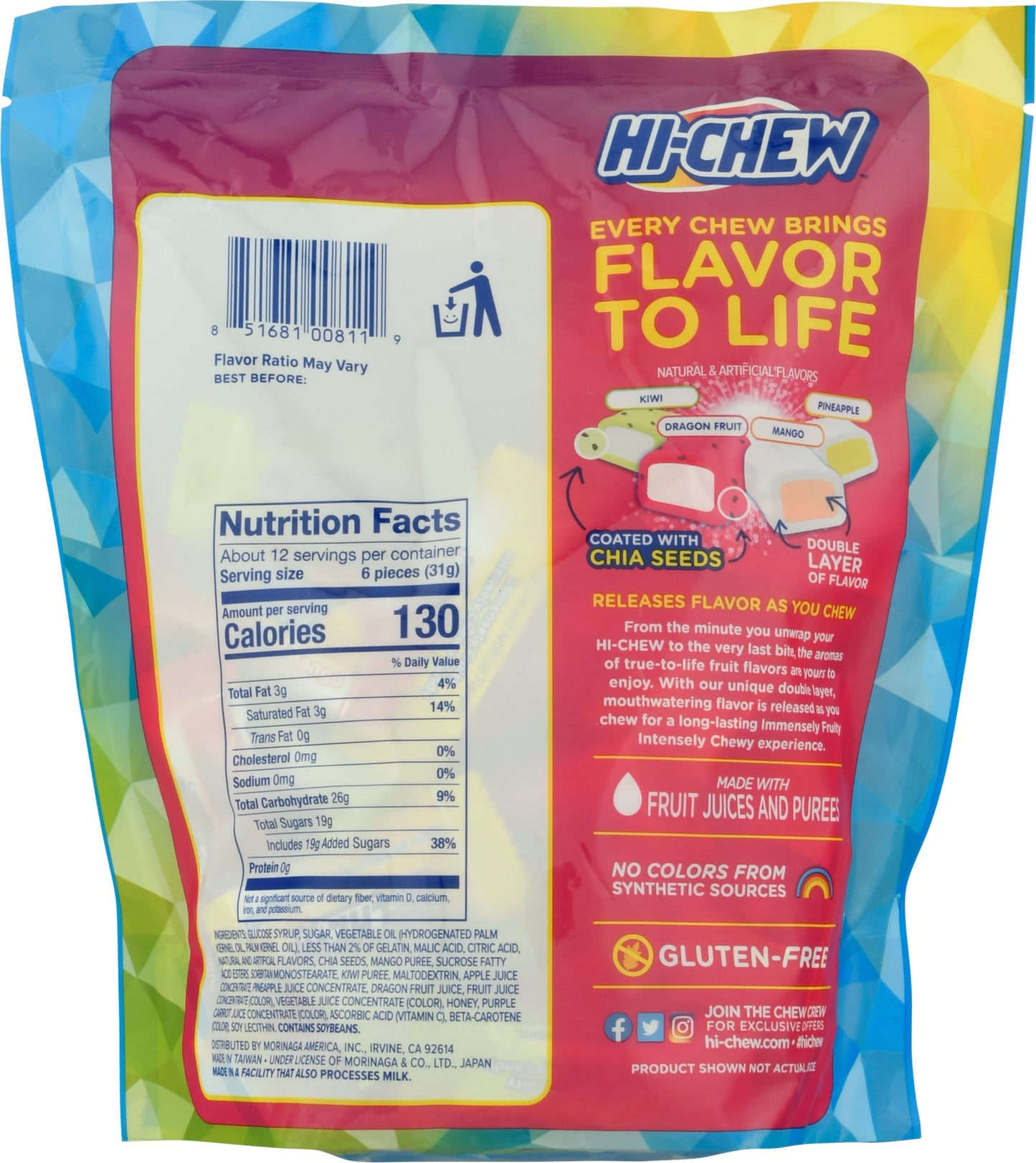 Hi-Chew Tropical Mix Chewy Candy, 12.7 oz, Bag