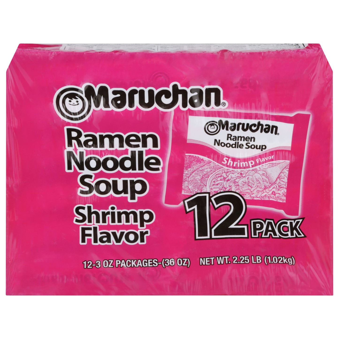 Maruchan Ramen Noodle Soup, Shrimp Flavor Instant Noodles, 3 oz, Pack of 12