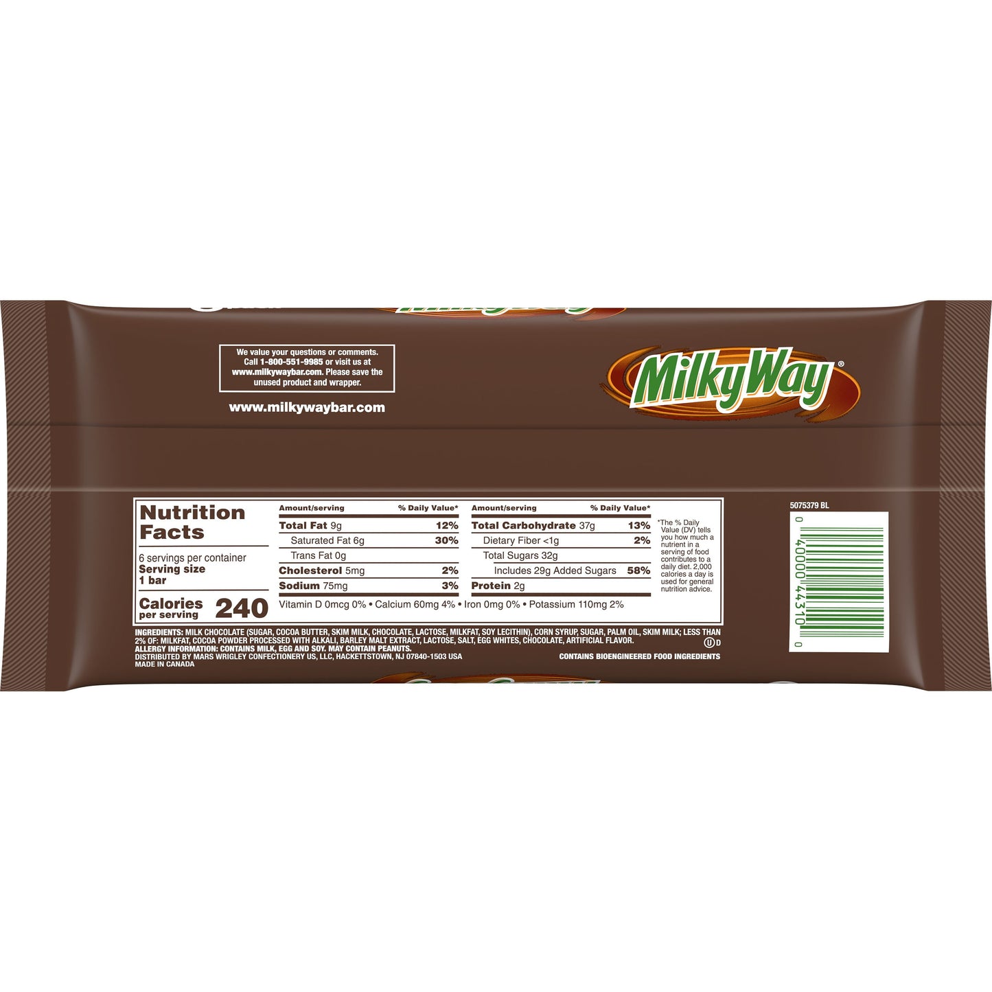 Milky Way Milk Chocolate Candy Bars Bulk Pack - 1.84 oz, (Pack of 6)