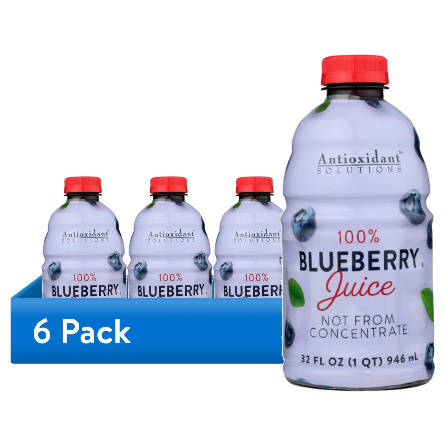 Antioxidant Solutions 100% Blueberry Juice Not from Concentrate, 32 fl