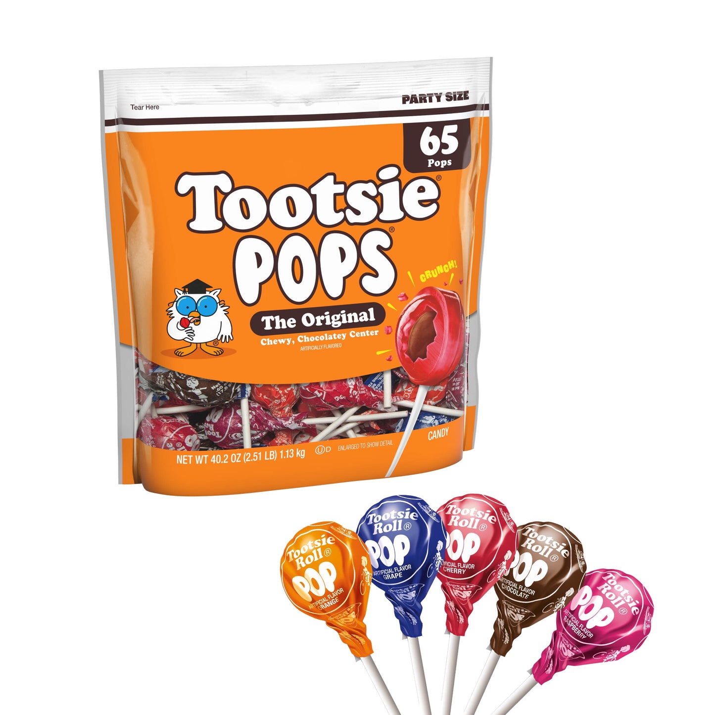 Tootsie Pops, The Original, Assorted Peanut Free and Gluten Free Lollipops, 65 Count
