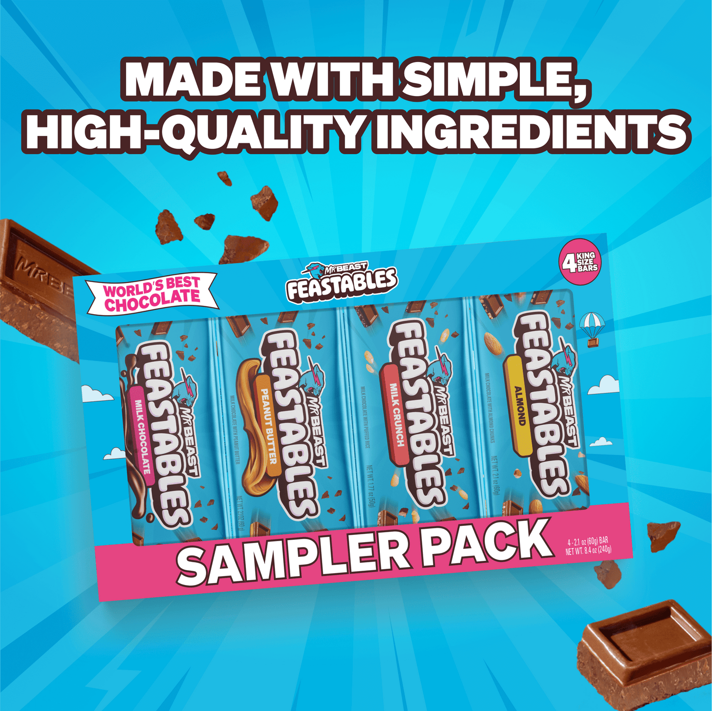 Feastables MrBeast Milk Chocolate Bar Sampler Variety Pack, 2.1 oz (60