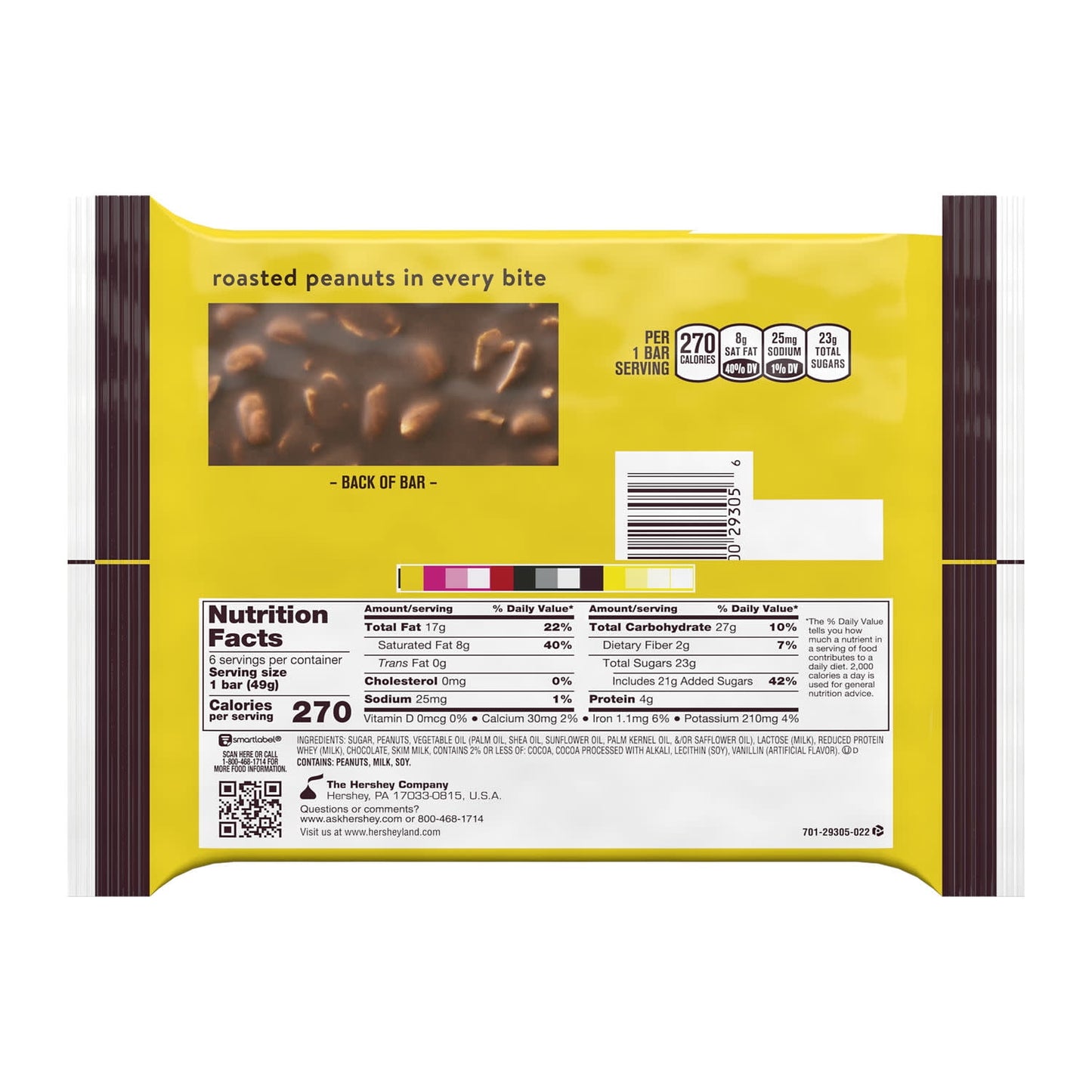 Hershey's Mr. Goodbar Chocolate with Peanuts Candy, Bars 1.75 oz, 6 Co