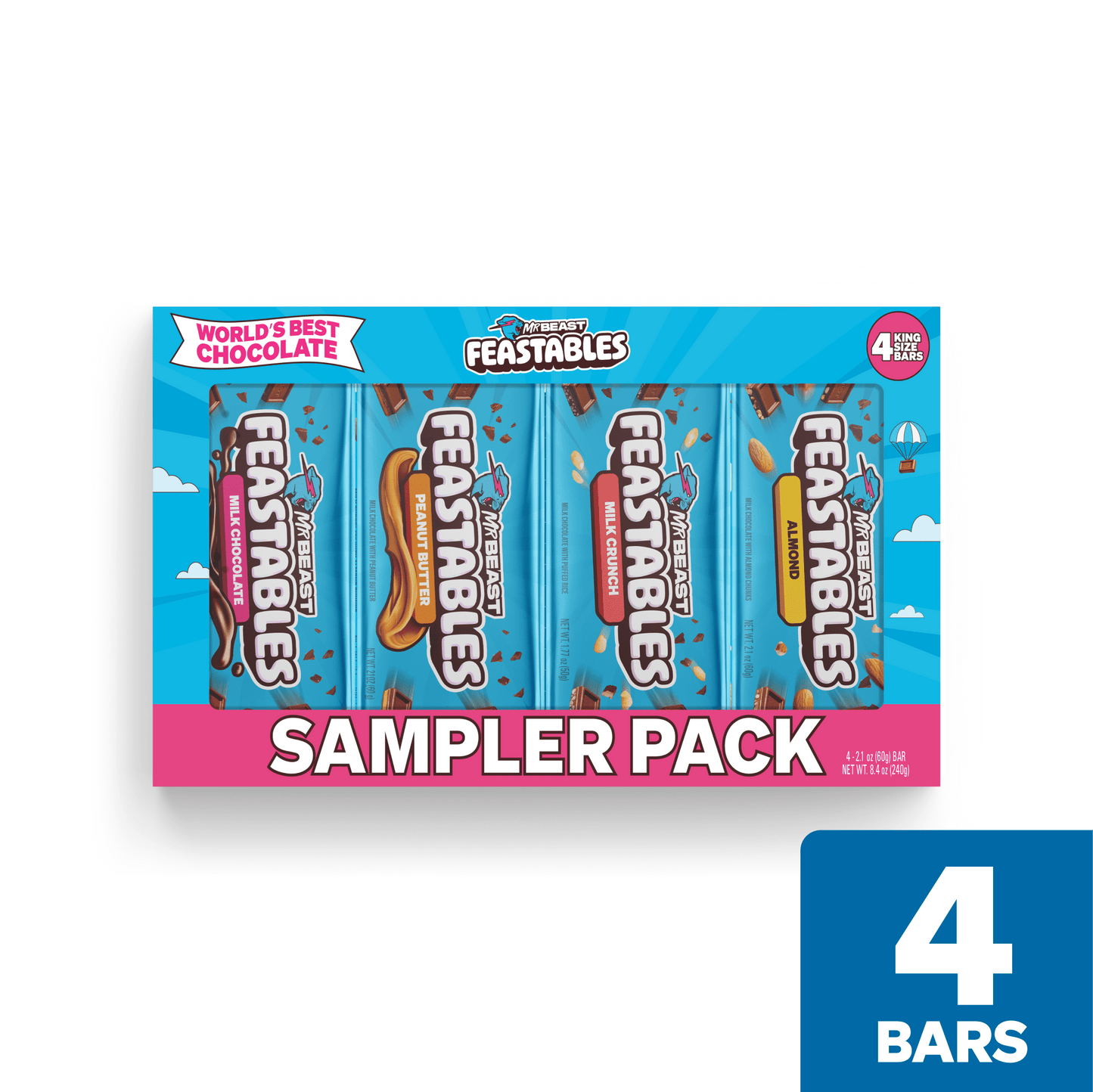 Feastables MrBeast Milk Chocolate Bar Sampler Variety Pack, 2.1 oz (60