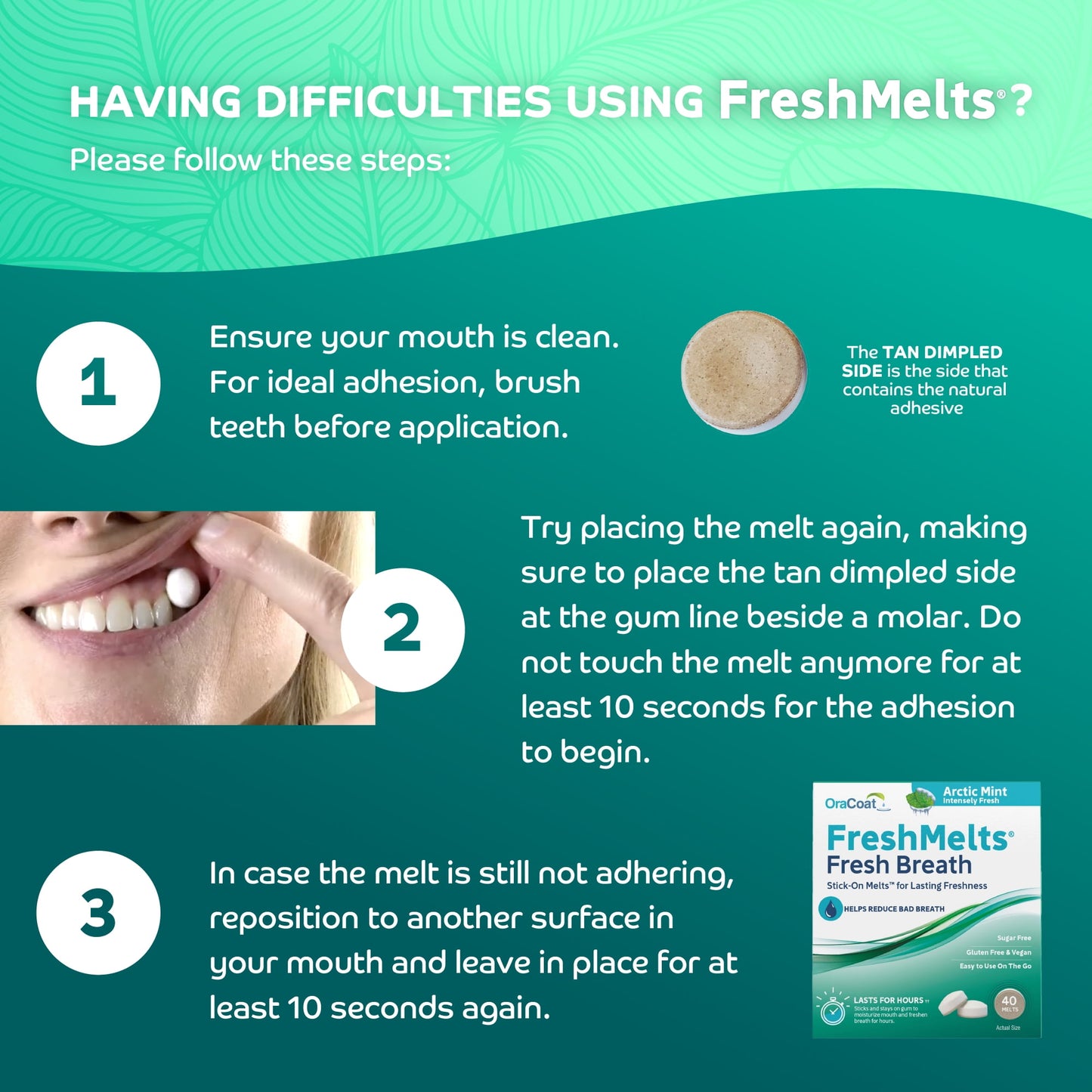 OraCoat FreshMelts Fresh Breath Stick-on Melts for Lasting Freshness (2 pack)