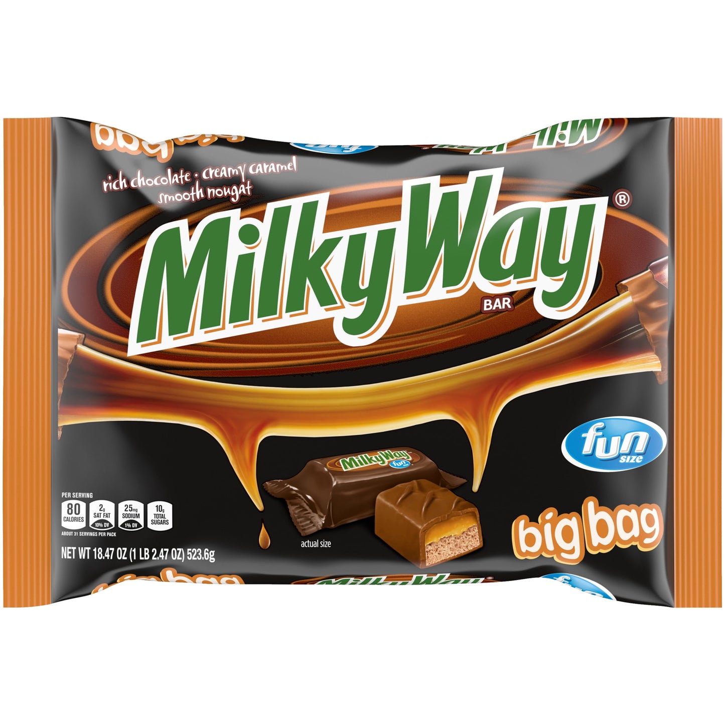 Milky Way Fun Size Milk Chocolate Candy Bars - 18.47 oz Bag