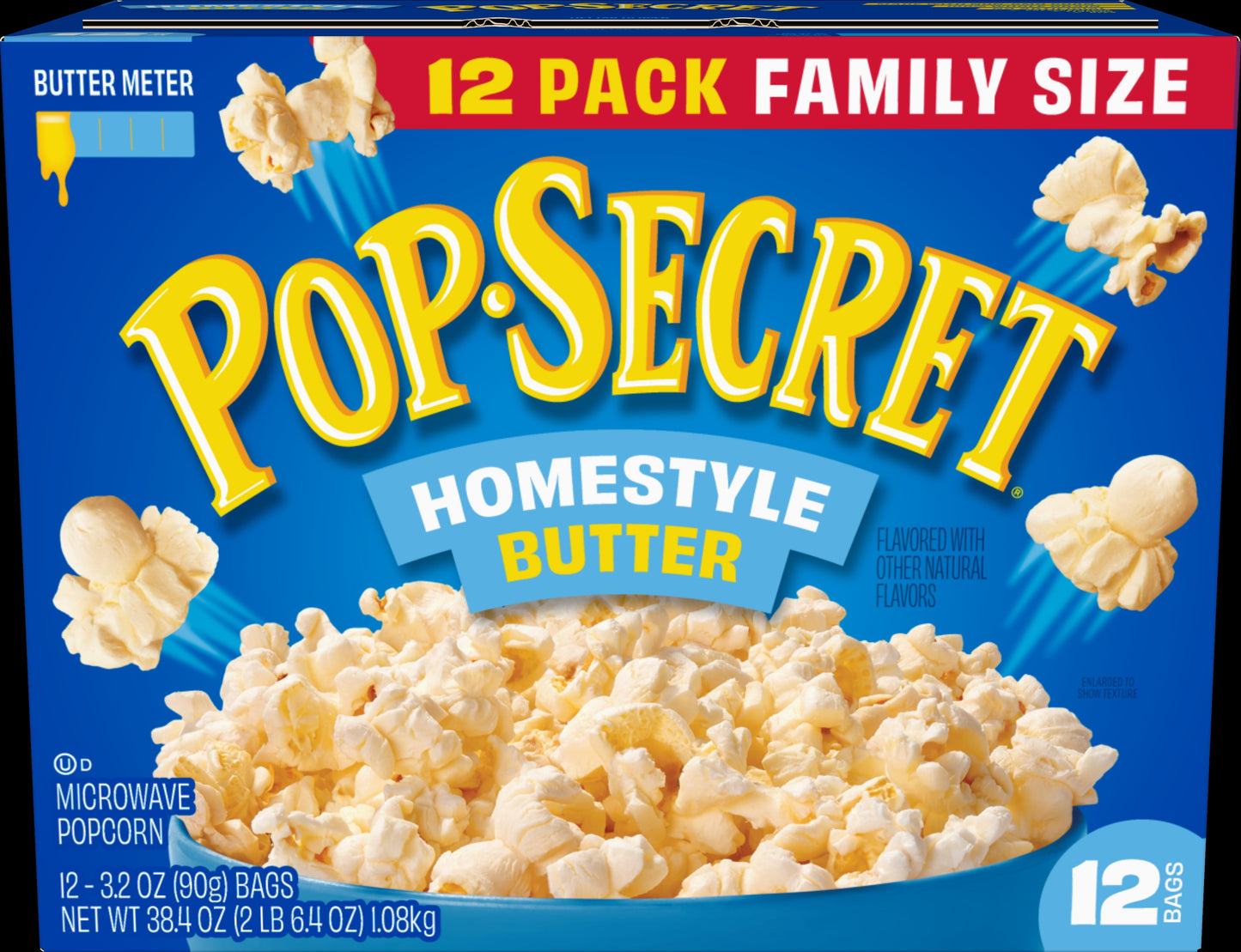 Pop Secret Microwave Popcorn, Homestyle Butter Flavor, 3.2 oz Sharing