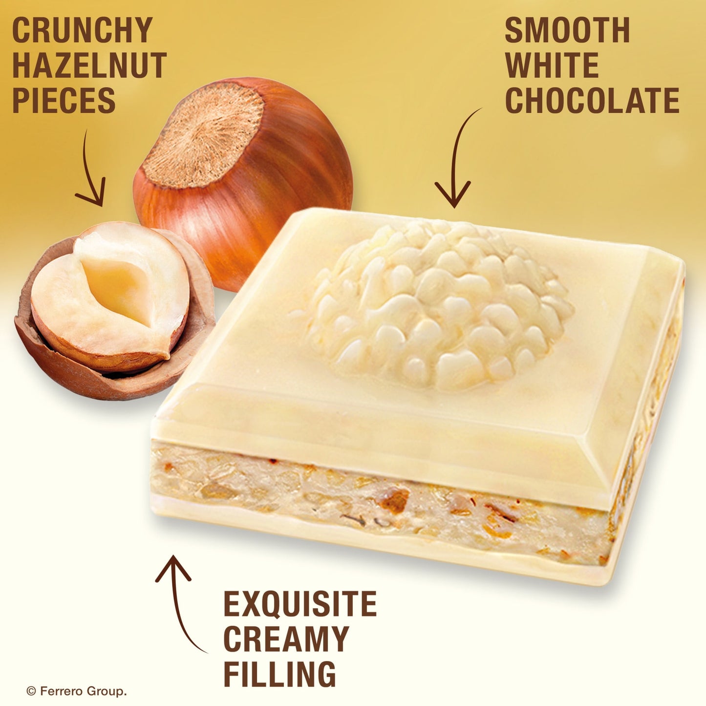 Ferrero Rocher premium chocolate bar, White Chocolate with Hazelnut Filling