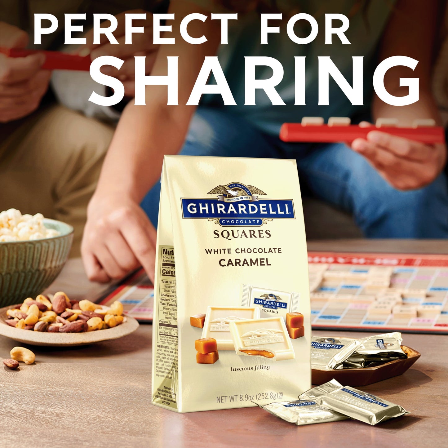 GHIRARDELLI White Chocolate Candy SQUARES with Caramel Filling, 5 oz B