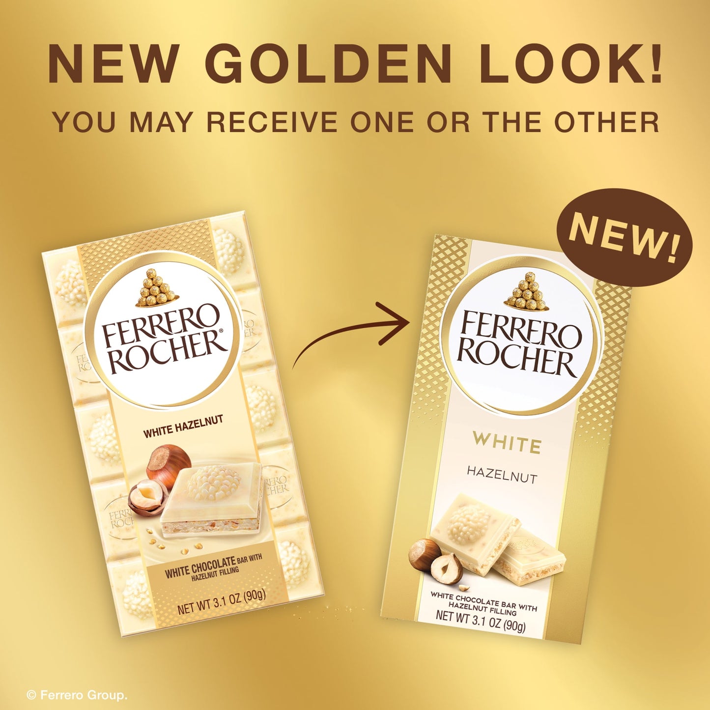 Ferrero Rocher premium chocolate bar, White Chocolate with Hazelnut Filling