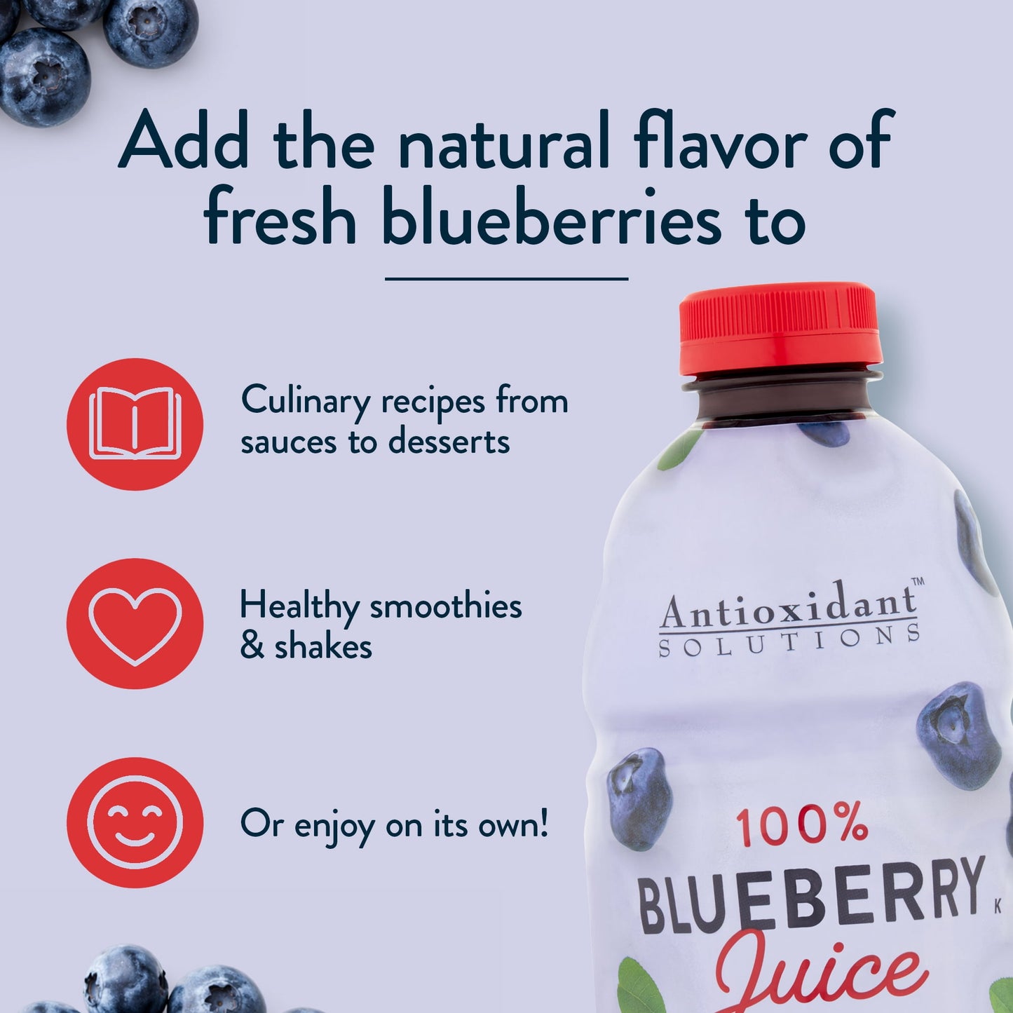 Antioxidant Solutions 100% Blueberry Juice Not from Concentrate, 32 fl