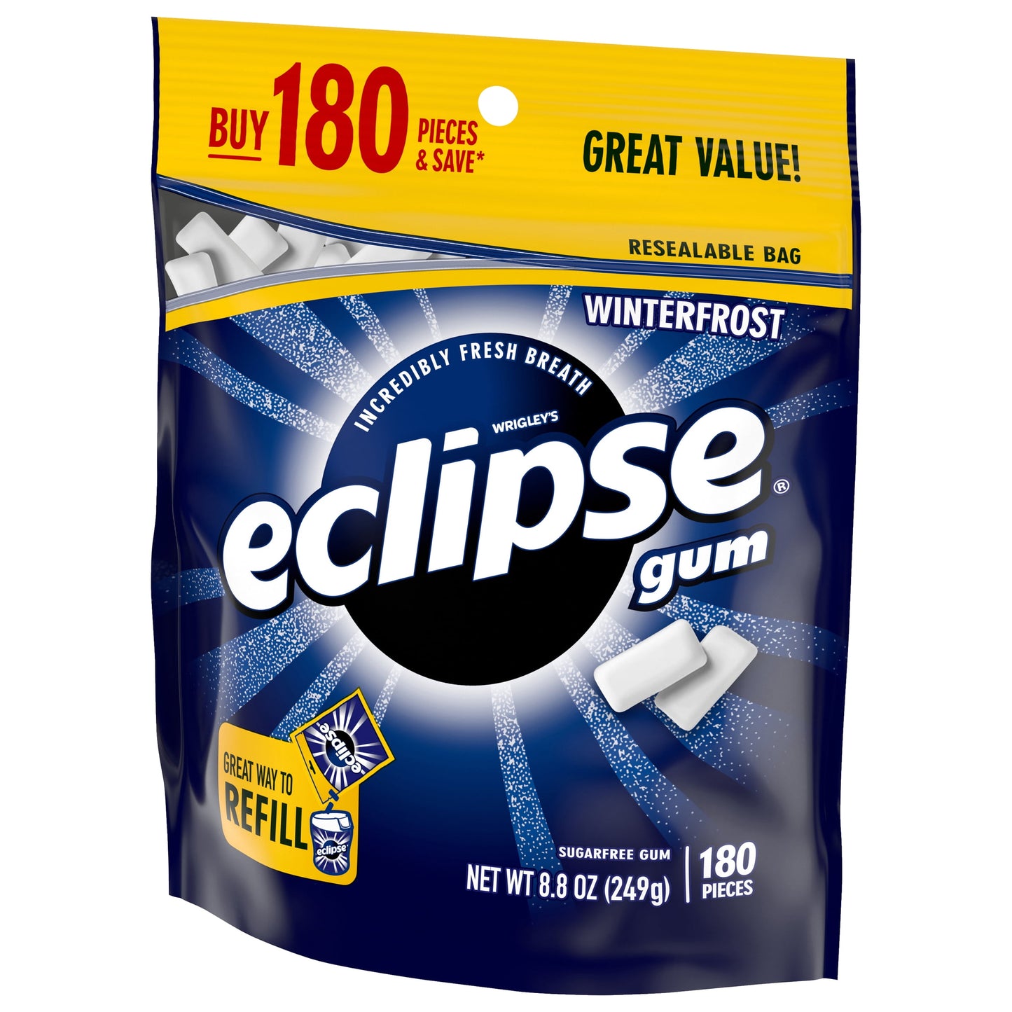 Eclipse Winterfrost Sugar Free Chewing Gum, Value Pack - 180 ct Bag