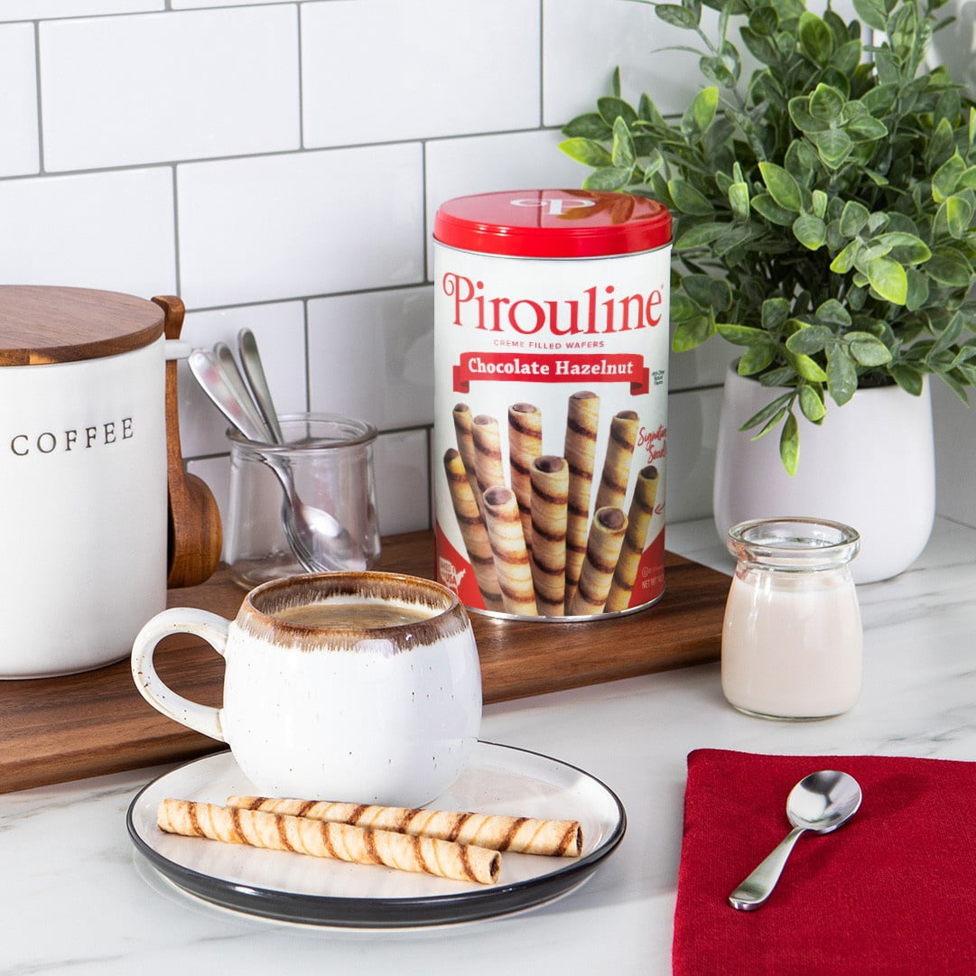 Pirouline Chocolate Hazelnut Creme Filled Rolled Wafers - 14.1oz Tin, 32 Cookies