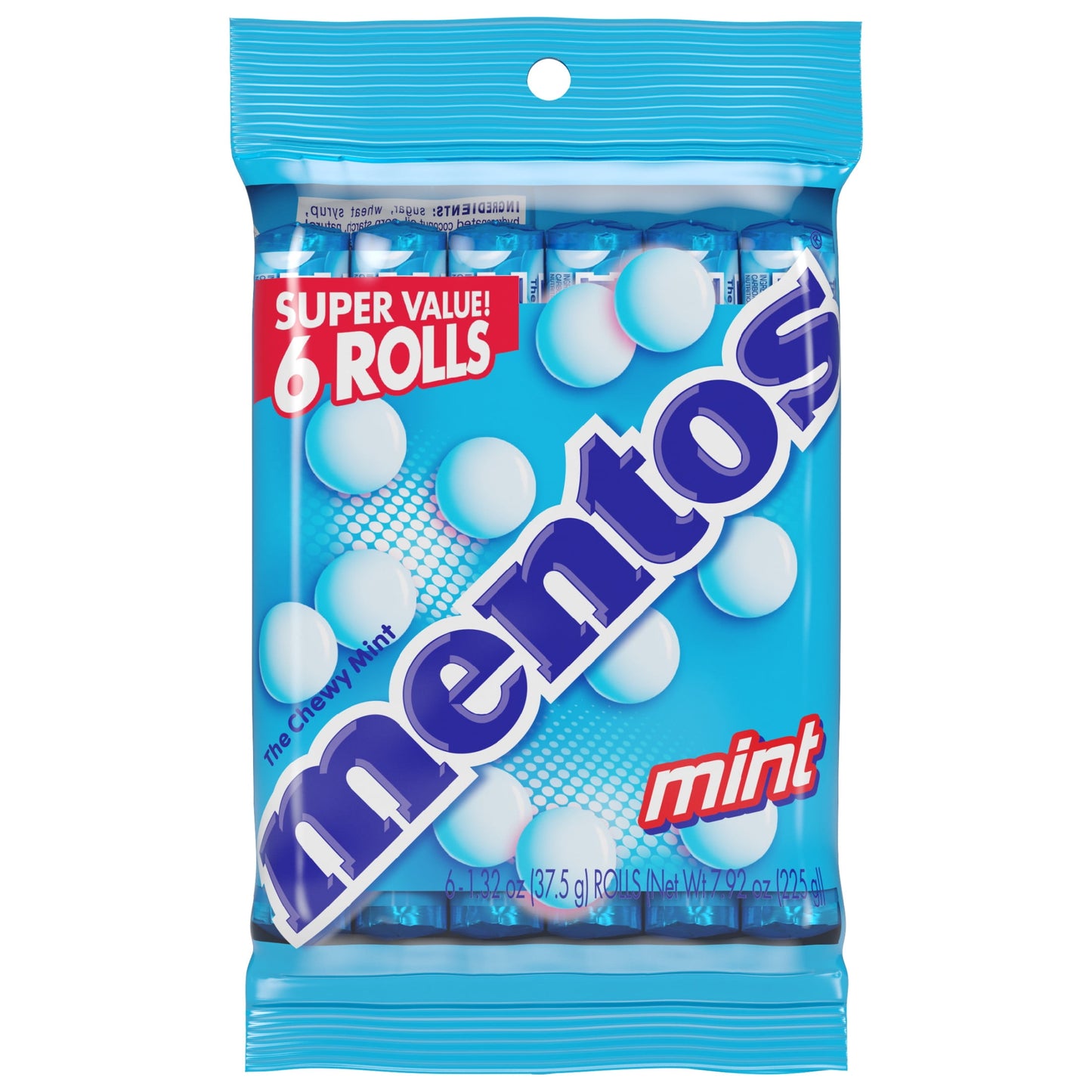 Mentos Peppermint Chewy Mint Candy Roll, 1.32 oz (2 pack)