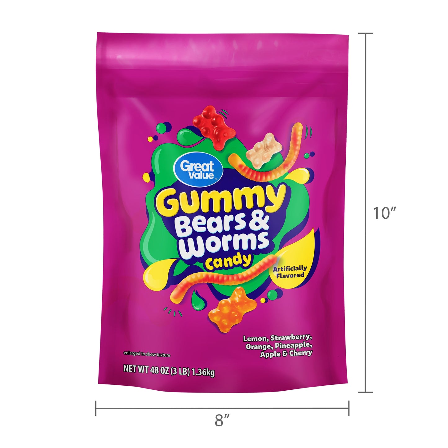 Great Value Gummy Bears & Worms Chewy Candy, 48 oz