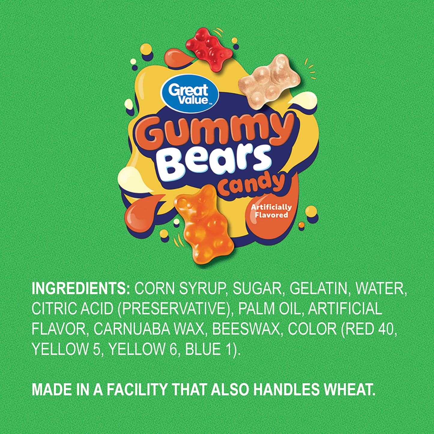 Great Value Gummy Bears Candy, 52 oz Bag