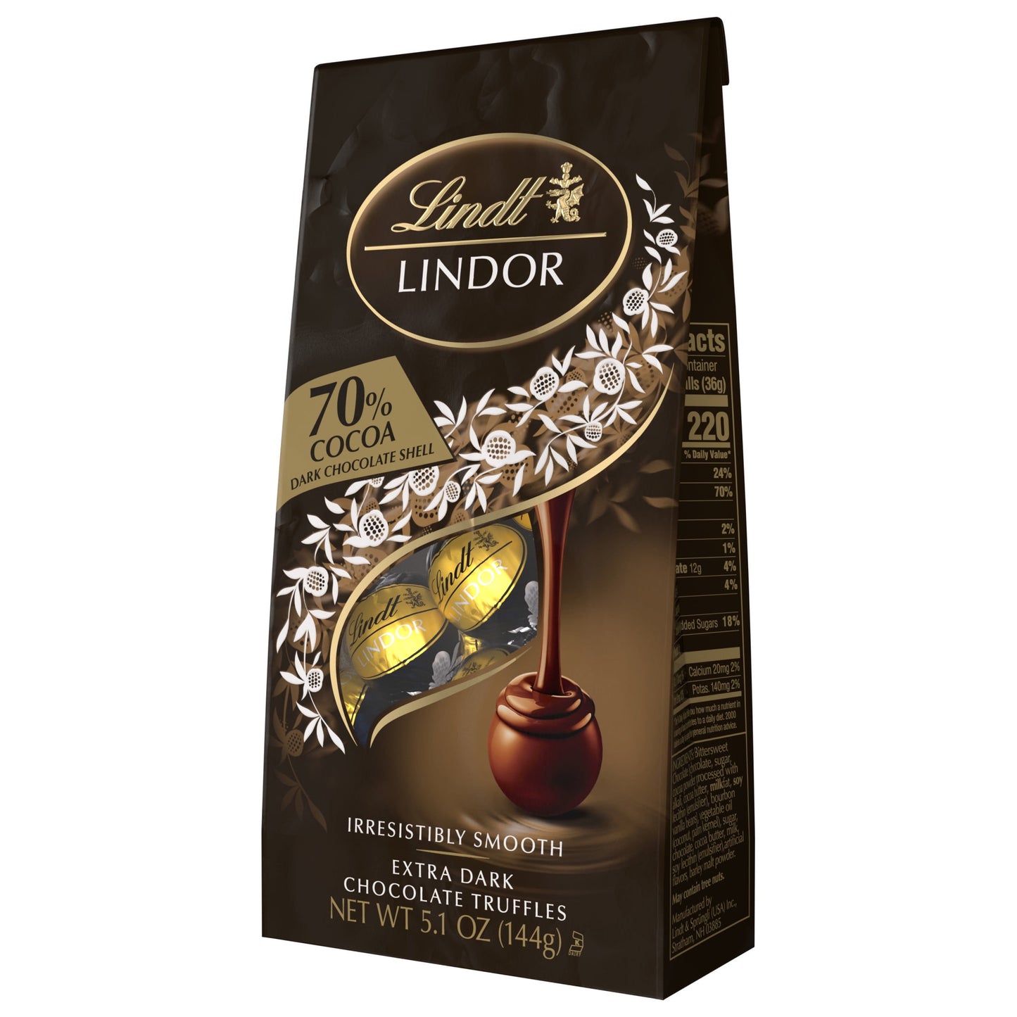 Lindt Lindor 70% Extra Dark Chocolate Candy Truffles, 5.1 oz. Bag