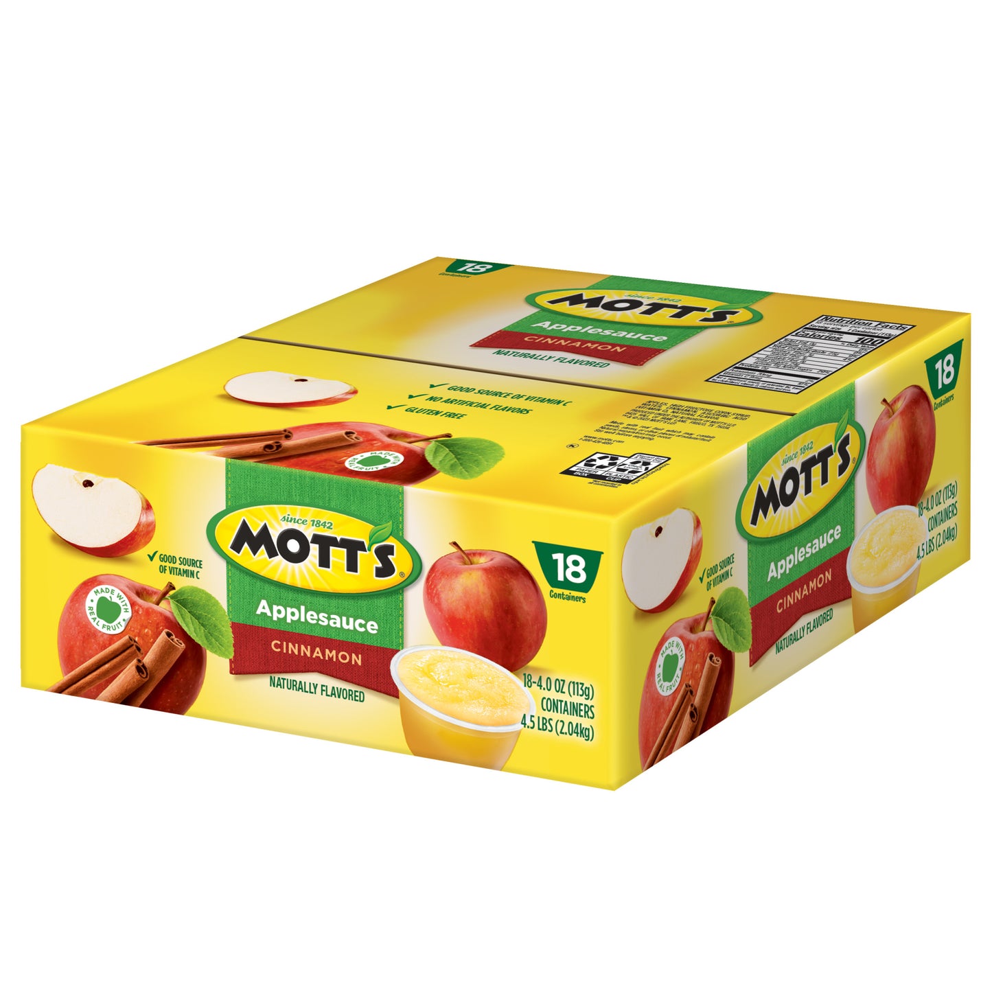 Mott's Cinnamon Applesauce, 4 Ounce Cups, 18 Count