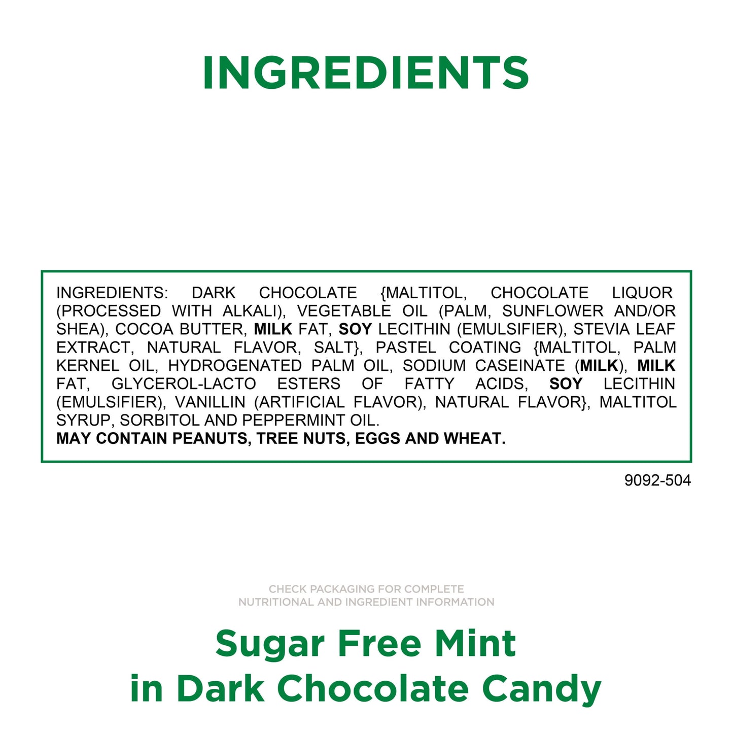 RUSSELL STOVER Sugar Free Dark Chocolate Mint Candy, 10 oz. bag