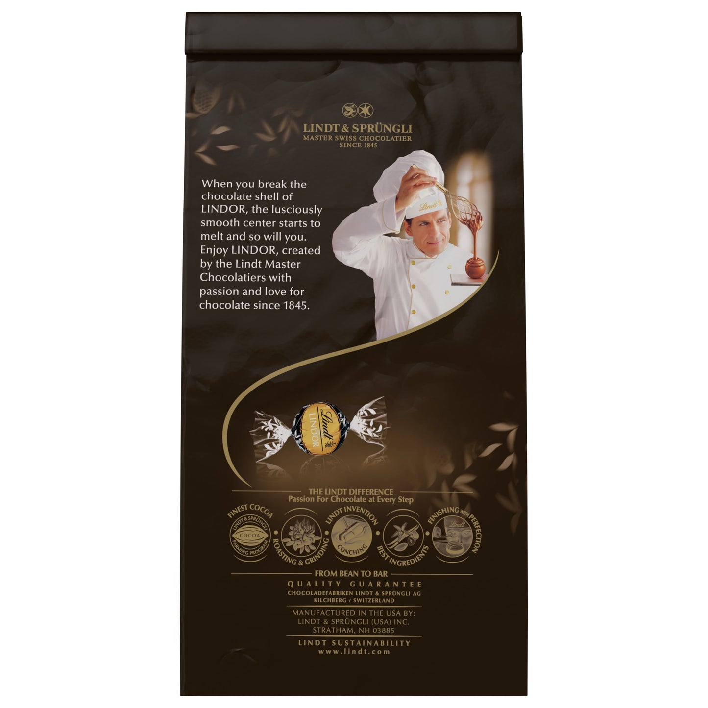 Lindt Lindor 70% Extra Dark Chocolate Candy Truffles, 5.1 oz. Bag