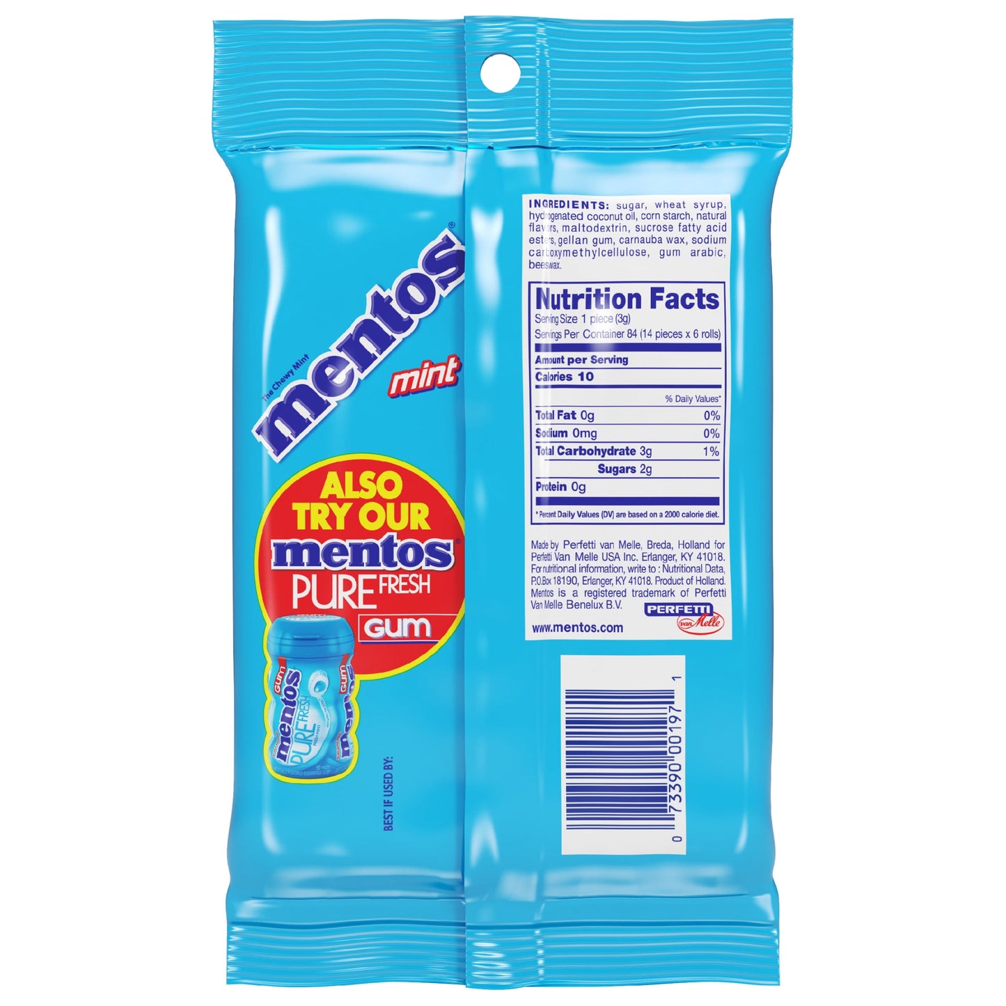 Mentos Peppermint Chewy Mint Candy Roll, 1.32 oz (2 pack)