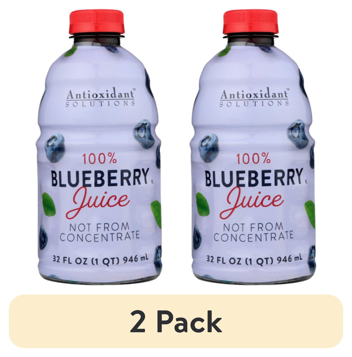 Antioxidant Solutions 100% Blueberry Juice Not from Concentrate, 32 fl