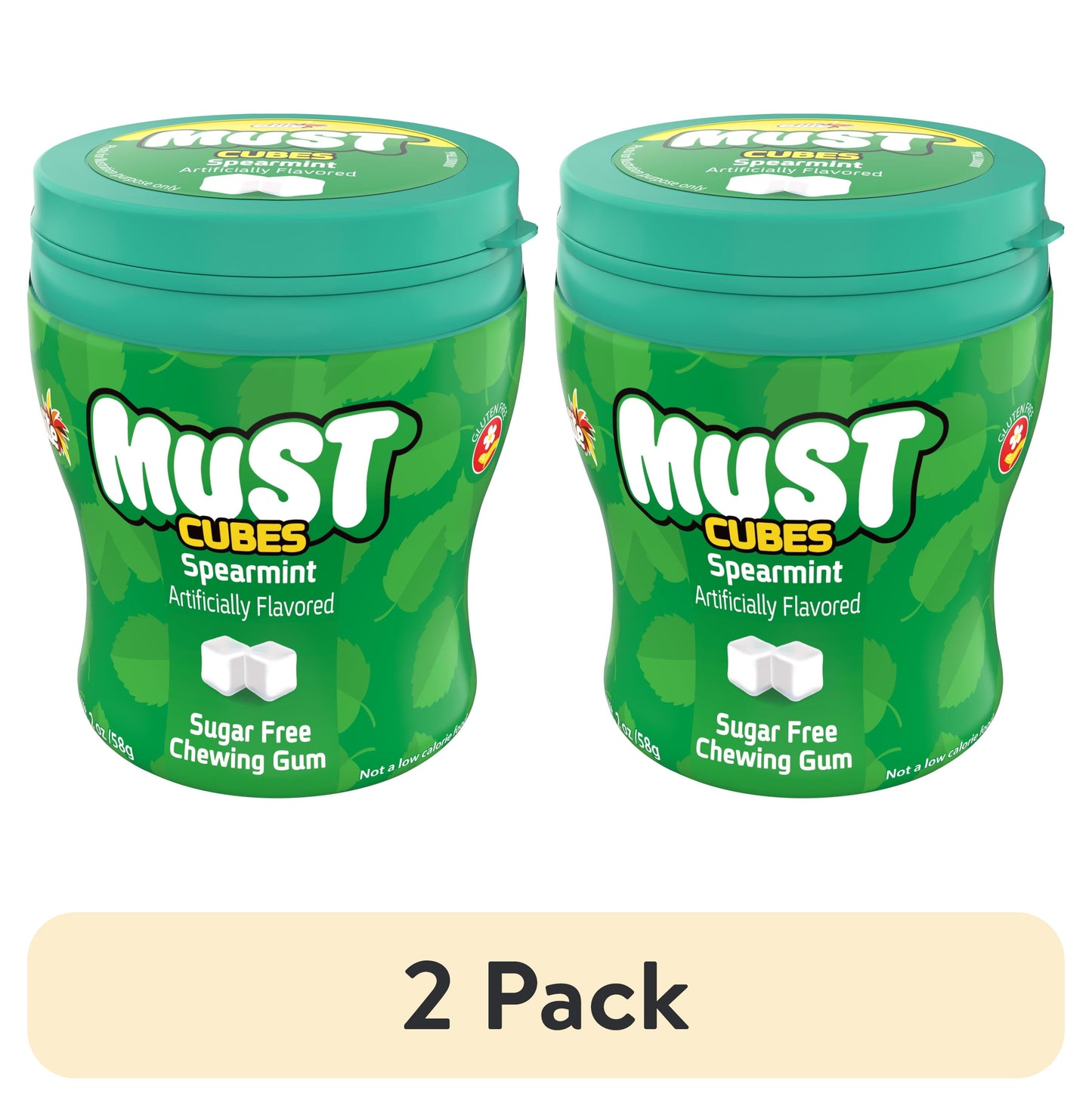 Elite Must Sugar Free Spearmint Cubed Gum, 2oz (2 pack)