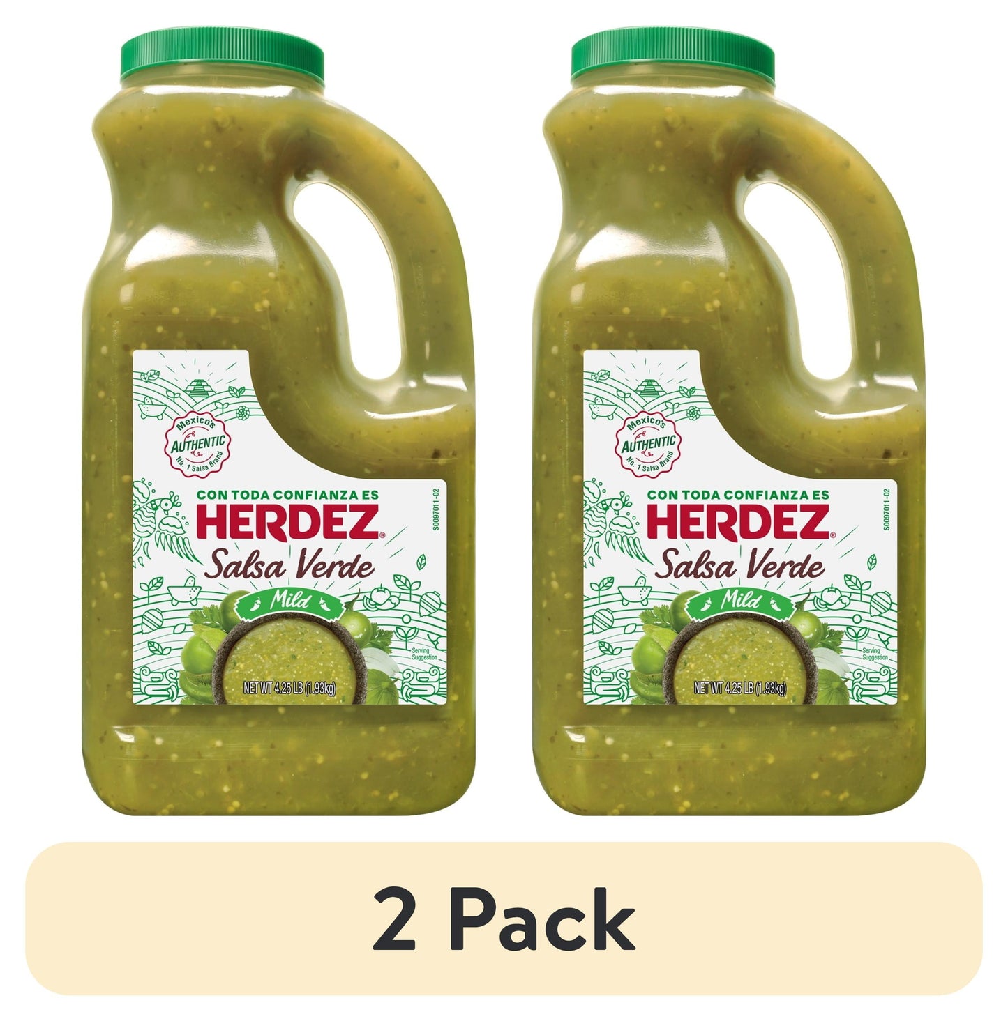 HERDEZ Salsa Verde Mild, Tortilla Chip Dip, Shelf Stable, Large 68 oz