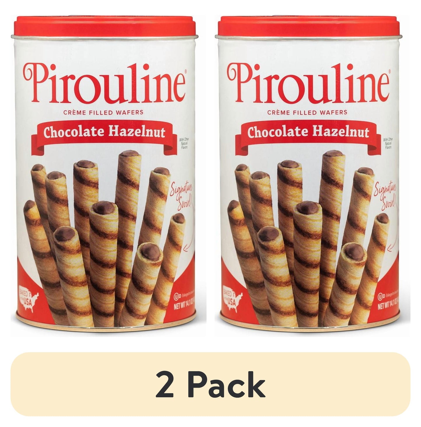 Pirouline Chocolate Hazelnut Creme Filled Rolled Wafers - 14.1oz Tin, 32 Cookies