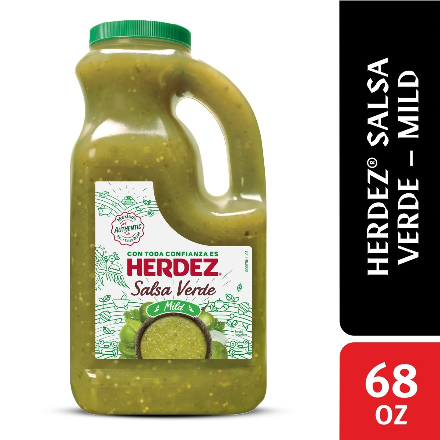 HERDEZ Salsa Verde Mild, Tortilla Chip Dip, Shelf Stable, Large 68 oz