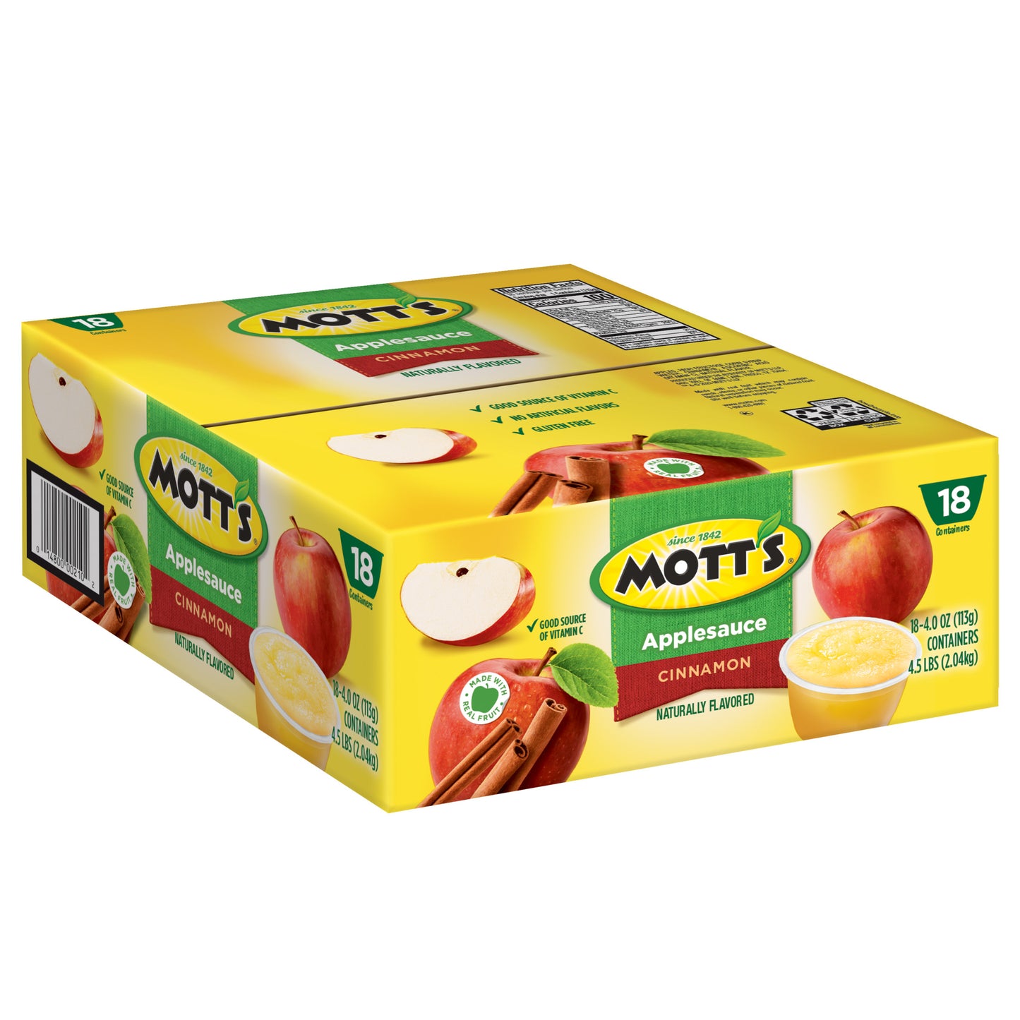 Mott's Cinnamon Applesauce, 4 Ounce Cups, 18 Count