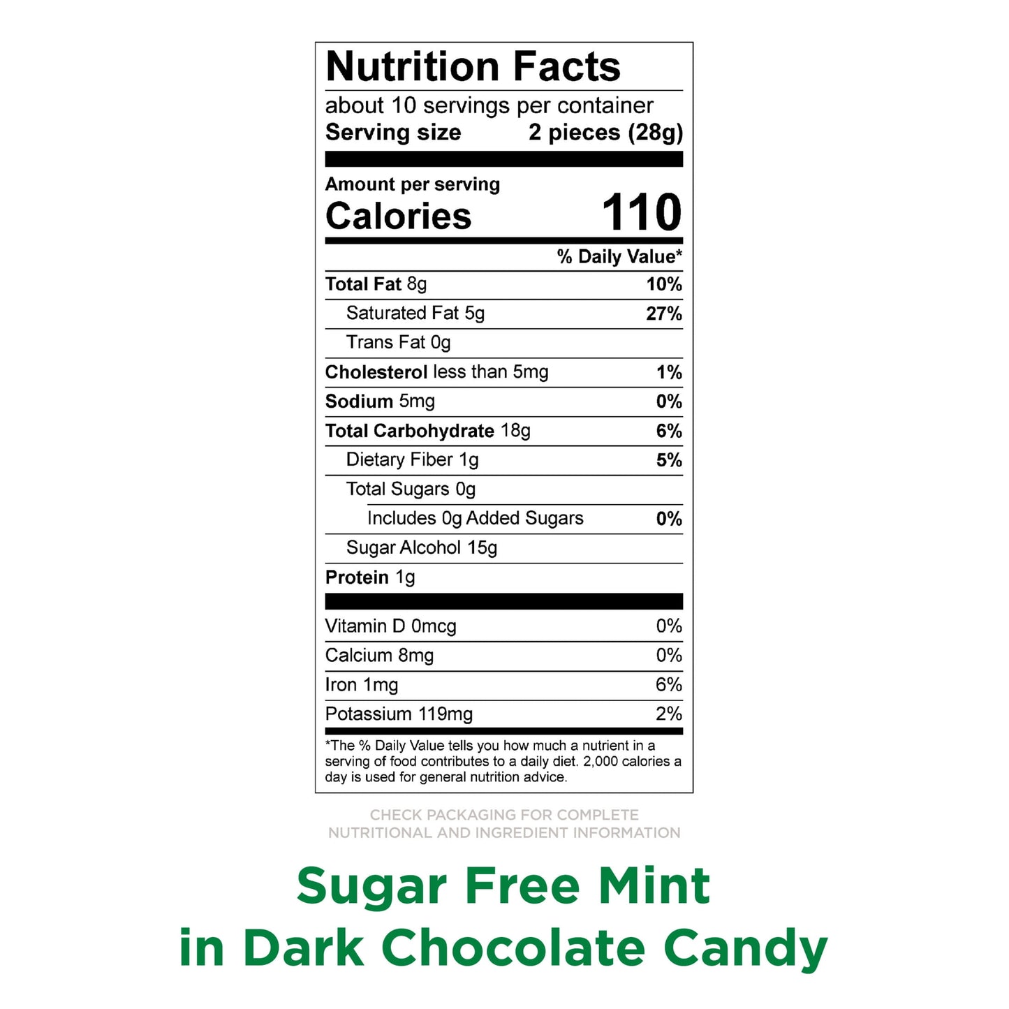 RUSSELL STOVER Sugar Free Dark Chocolate Mint Candy, 10 oz. bag