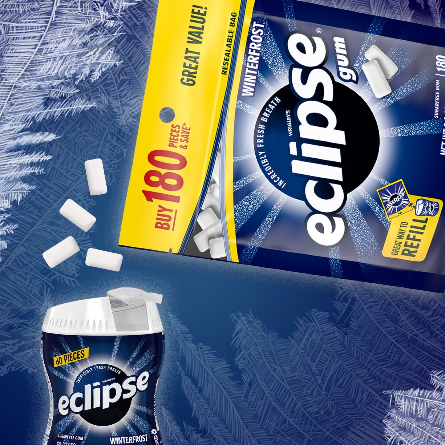 Eclipse Winterfrost Sugar Free Chewing Gum, Value Pack - 180 ct Bag