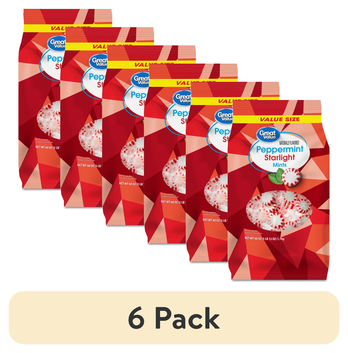 Great Value Peppermint Starlight Mints Hard Candy, 60 oz